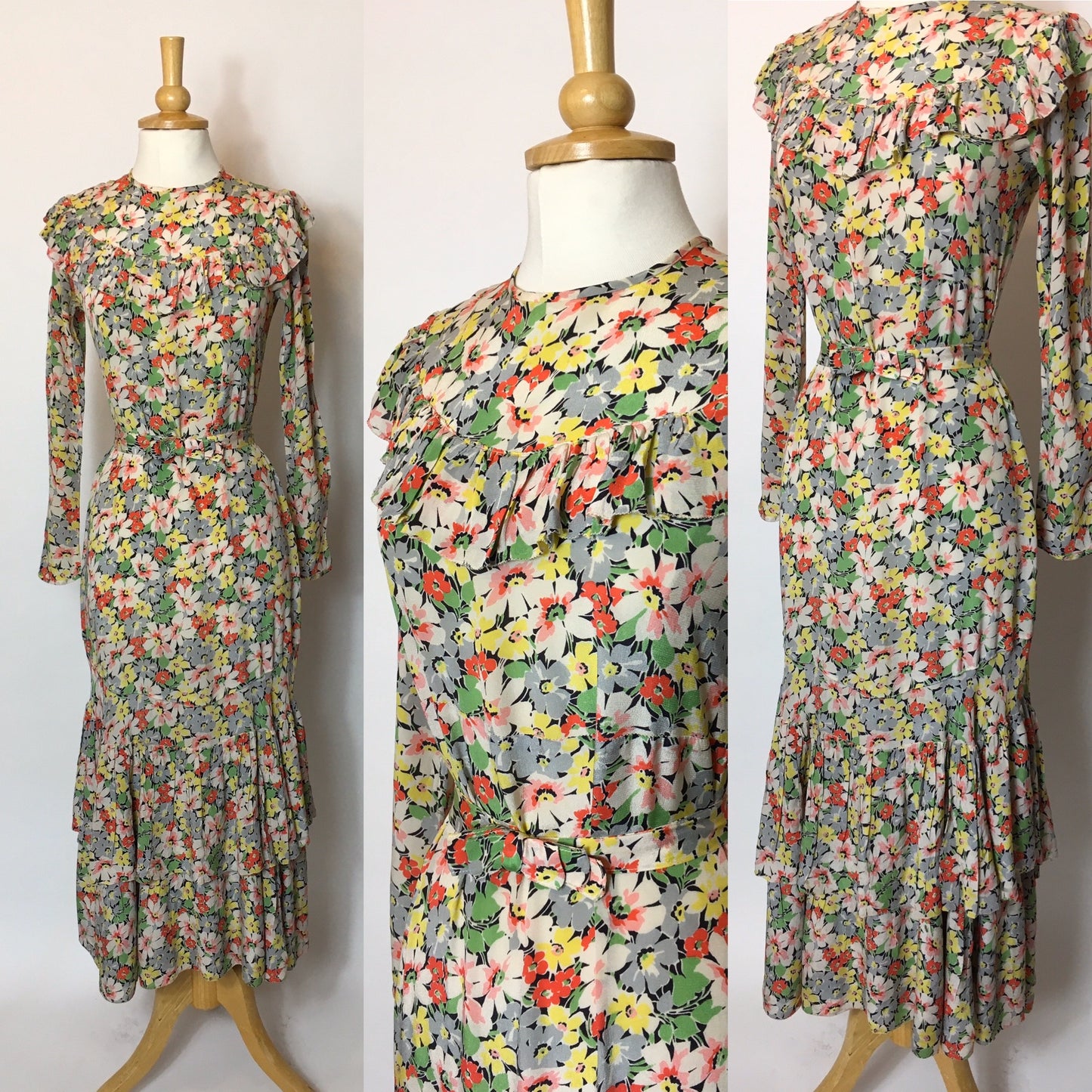Original 1930s Darling Day Dress In English Meadow Print Selling As Is - Festival of Vintage Fashion Show Exclusive