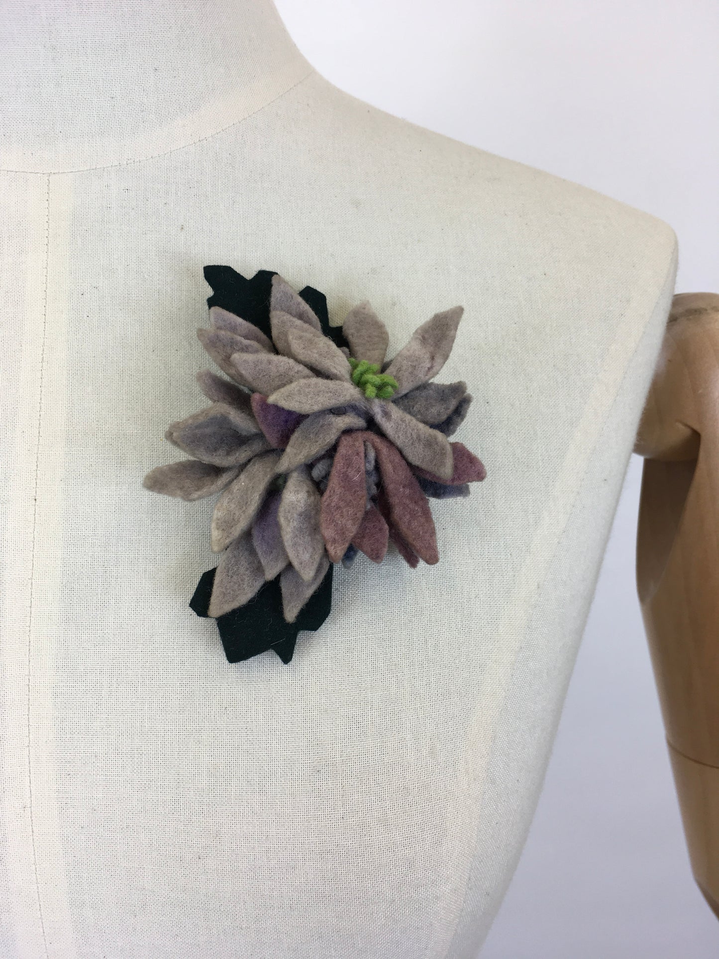Original 1940’s ‘ Make Do And Mend ‘ Felt Floral Posy Corsage - In Muted Purple, Violets and Greenery