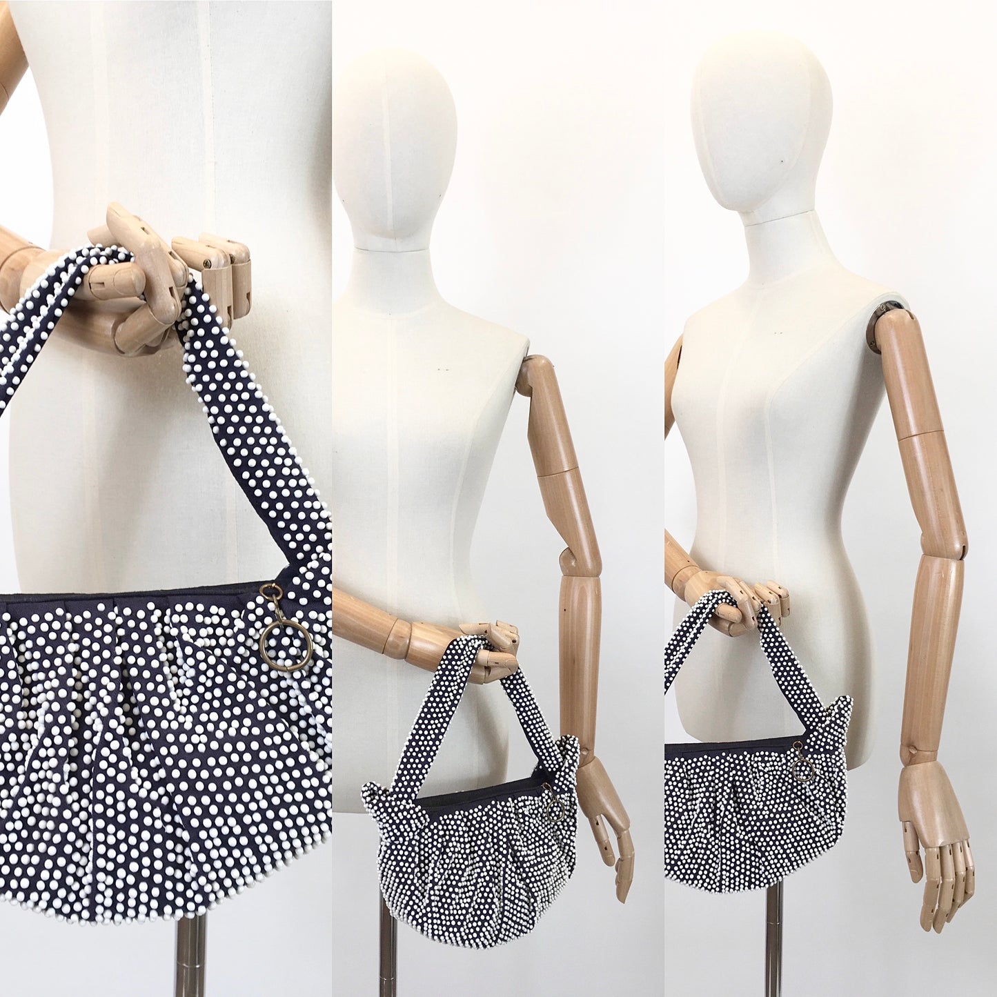 Original Late 1940's Early 1950's Fabulous Handbag - In Classic Navy & White