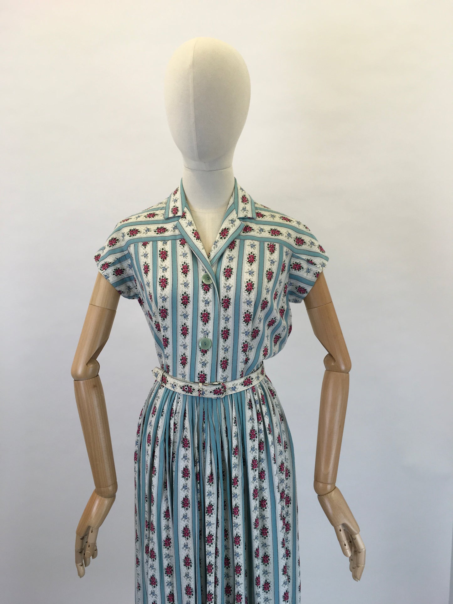 Original 1950’s ‘ St. Michael’ Floral Cotton Day Dress - In Beautiful Blues, Pinks, Greens and Whites
