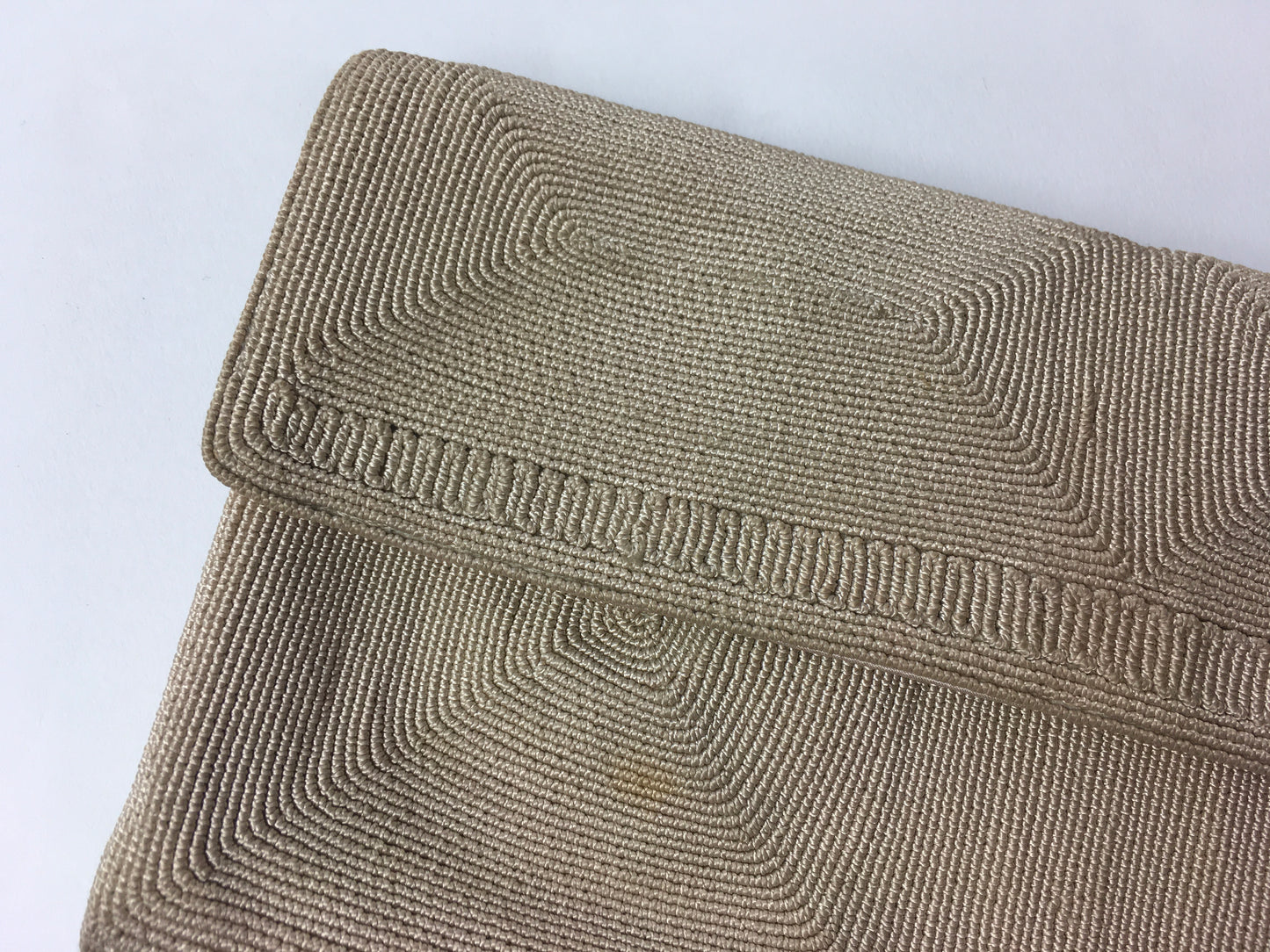 Original 1940’s Beautiful Corde Clutch Bag In Soft Beige - With Internal Purse & Mirror