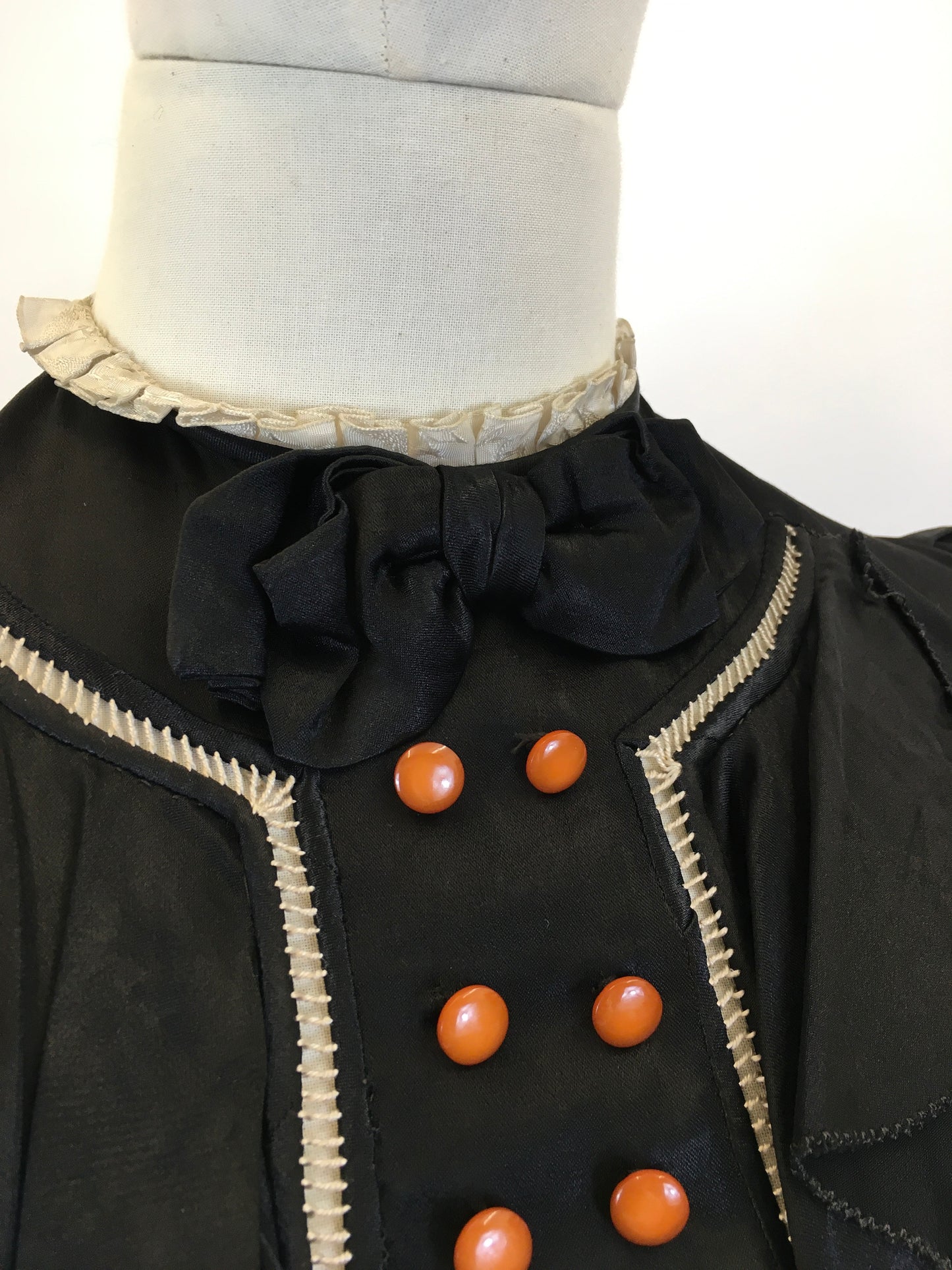 Original 1930’s Black Silk Blouse - With Stunning Details