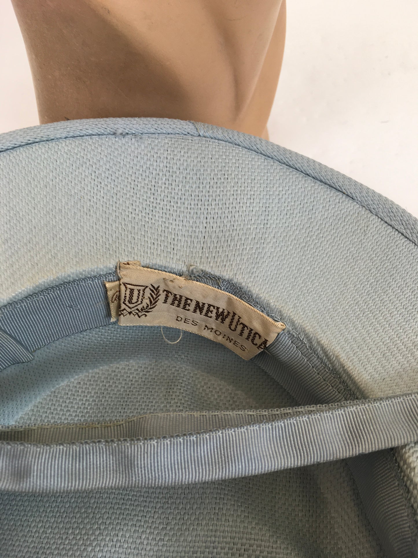 Original 1940's Stunning Toy Topper Hat - In A Pale Duck Egg Blue