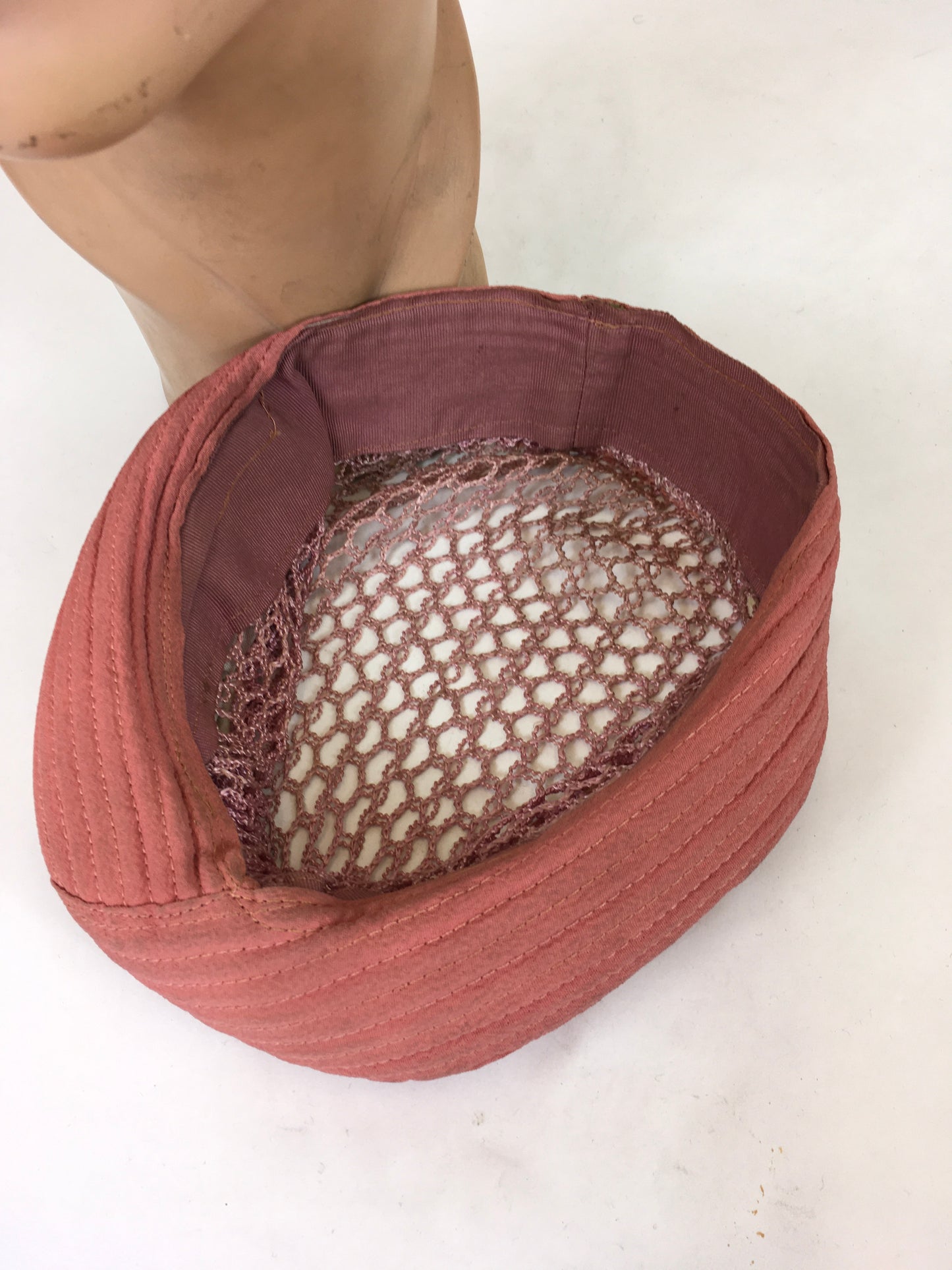 Original 1940's Darling Turban Halo Hat With Open Crown - In A Powdered Salmon Crepe