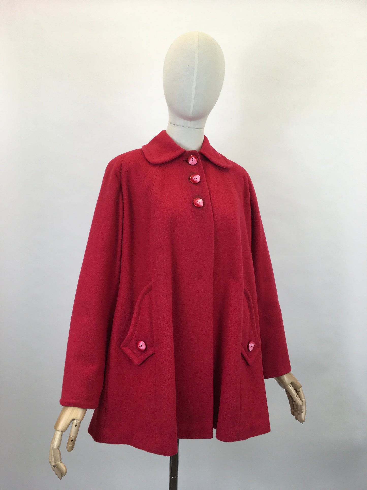 Original Late 1940’s Raspberry Red Swing Jacket - With Stunning Detailing