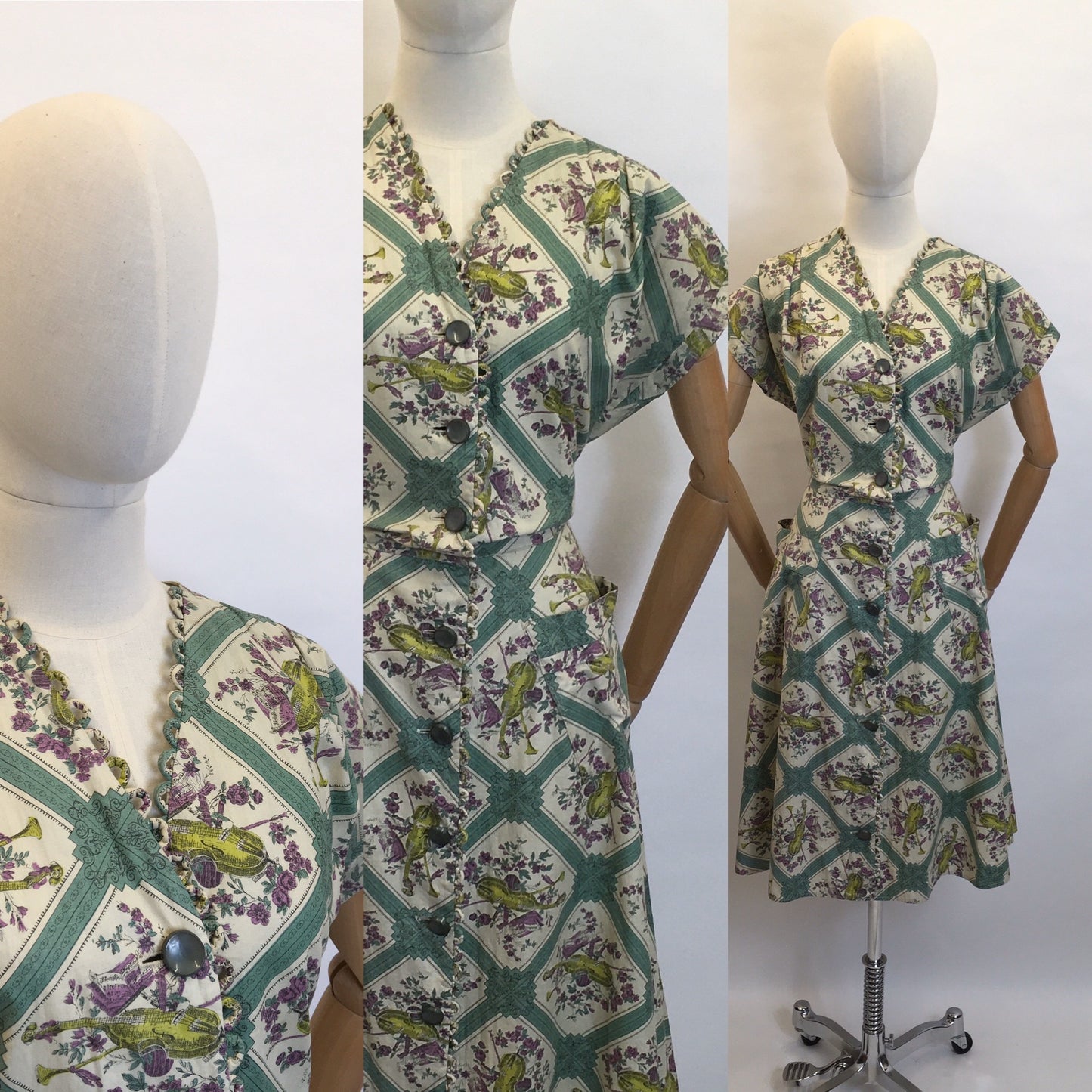 Original 1940's VOLUP Novelty Print - Featuring Amazing Roulette Loop Detailing