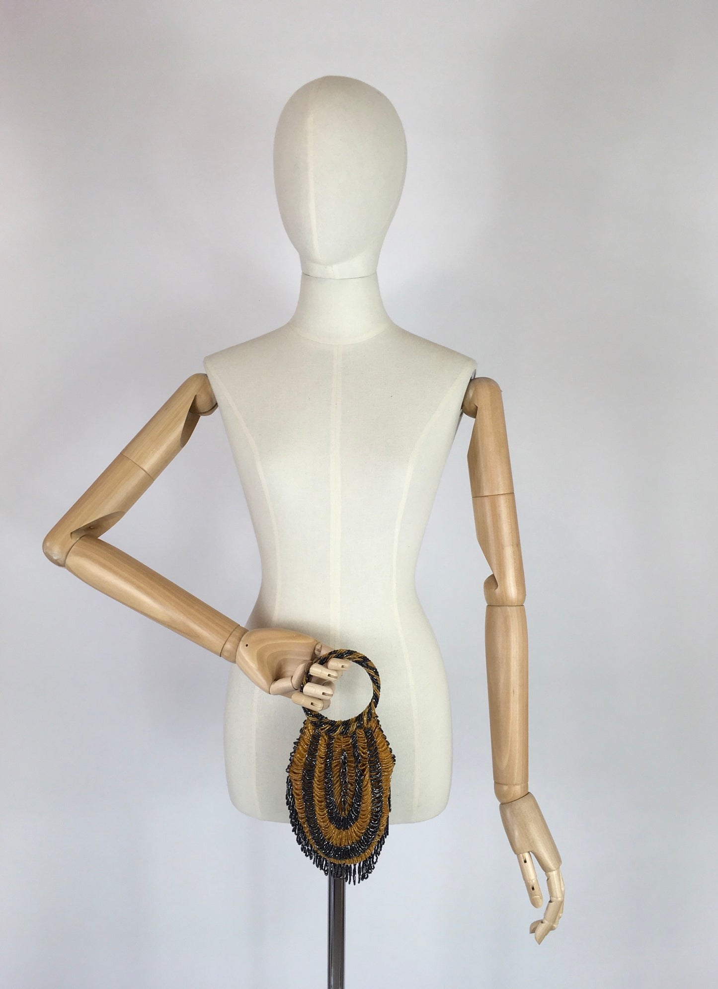 Original 1920s Beaded Evening Bag - In A Fabulous Gold and Black Colour Pallet