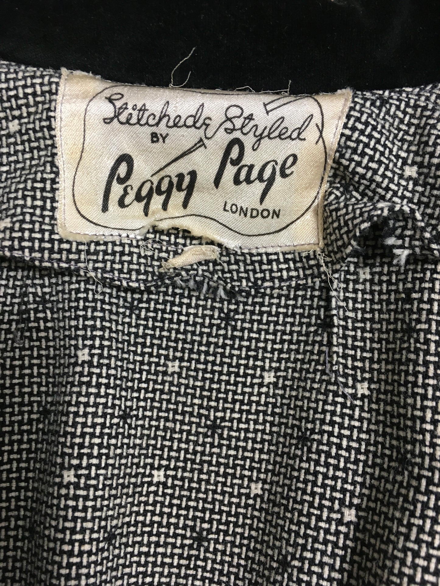 Original late 1940’s early 1950s ‘ Peggy Page ‘ Dress - Stunning Velvet Trim Detailing