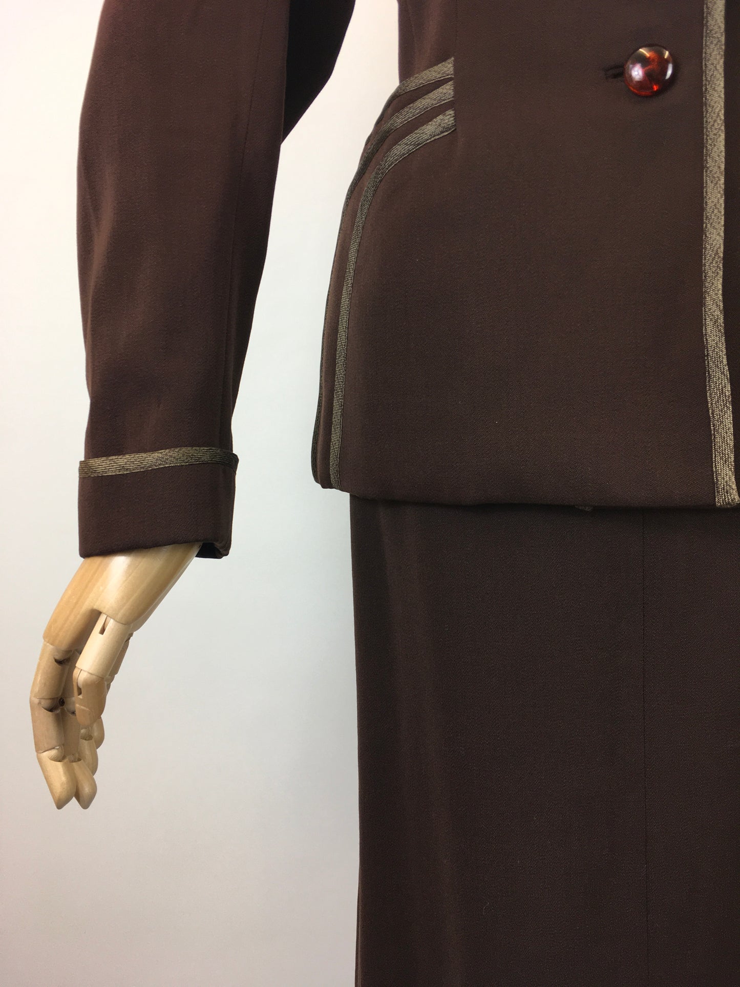 Original Sensational 1940’s American 2pc Suit by ‘ Betty Hill, California’ - In Rich Chocolate Brown with Stunning Details