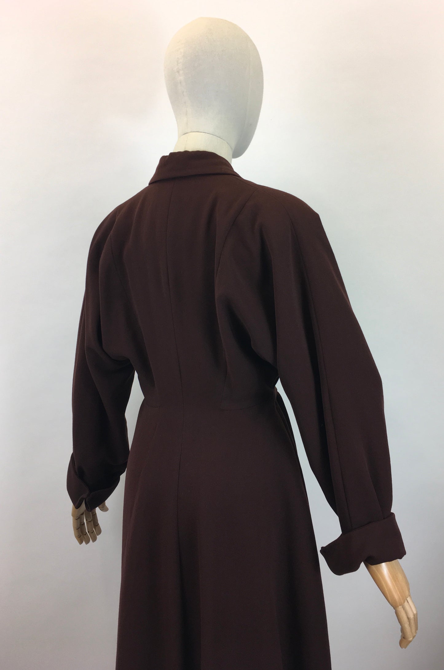 Original 1940's Stunning Gaberdine Coat - In A Warm Chocolate Brown