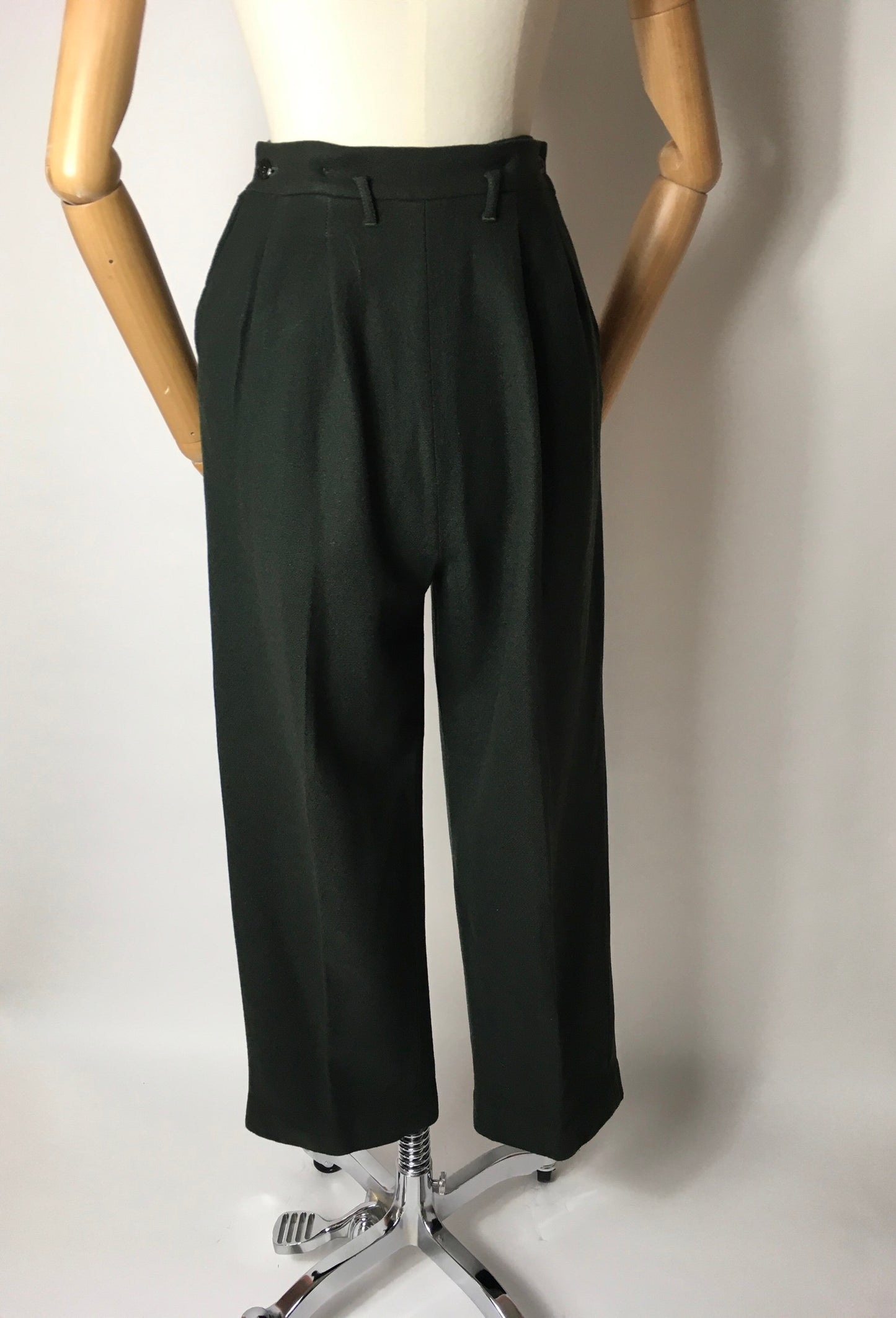 Original Early 1950’s Slacks - In a Beautiful Forest Green Wool