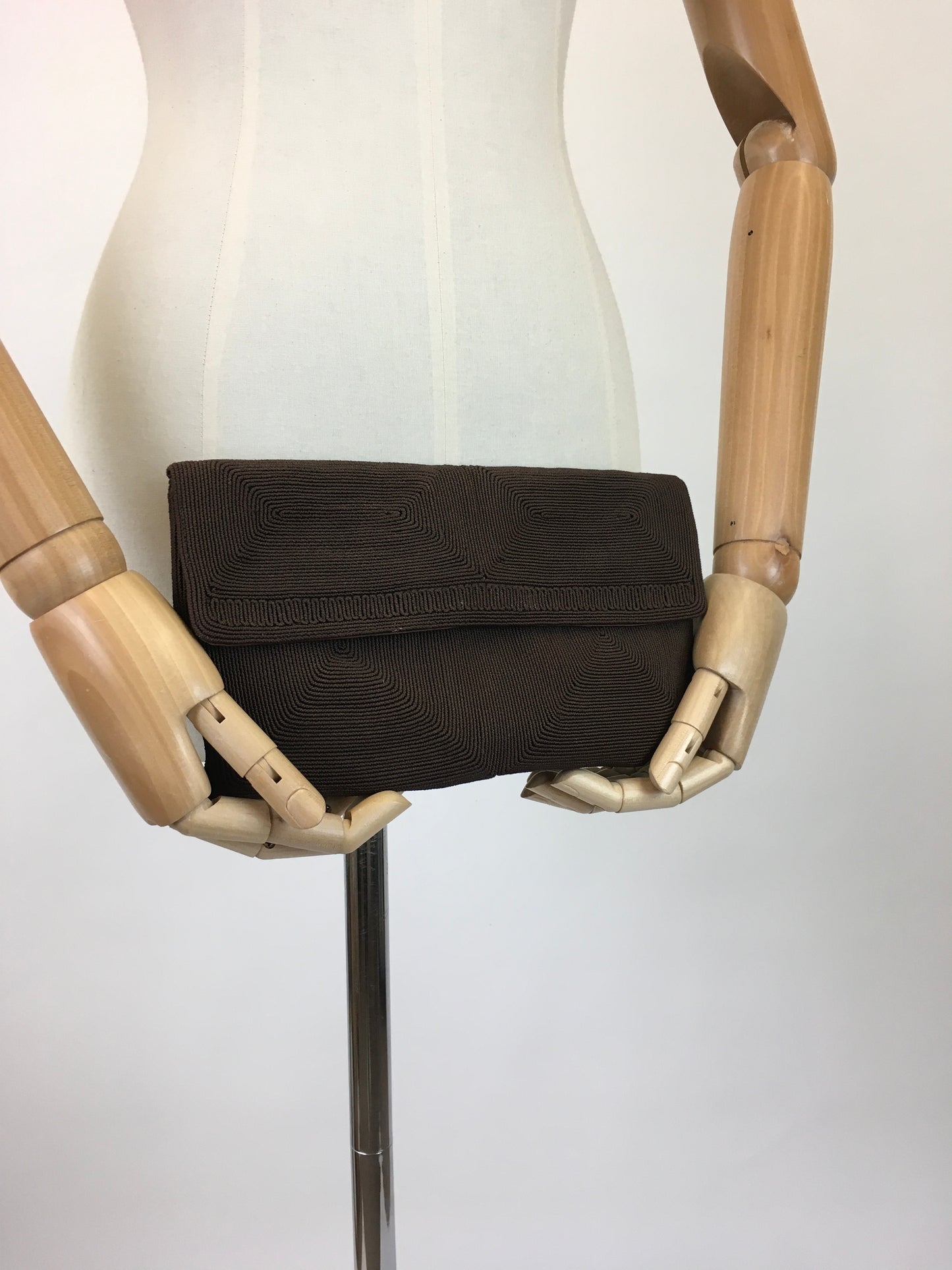 Original 1940's Darling Corde Clutch Handbag - In A Warm Chocolate Brown