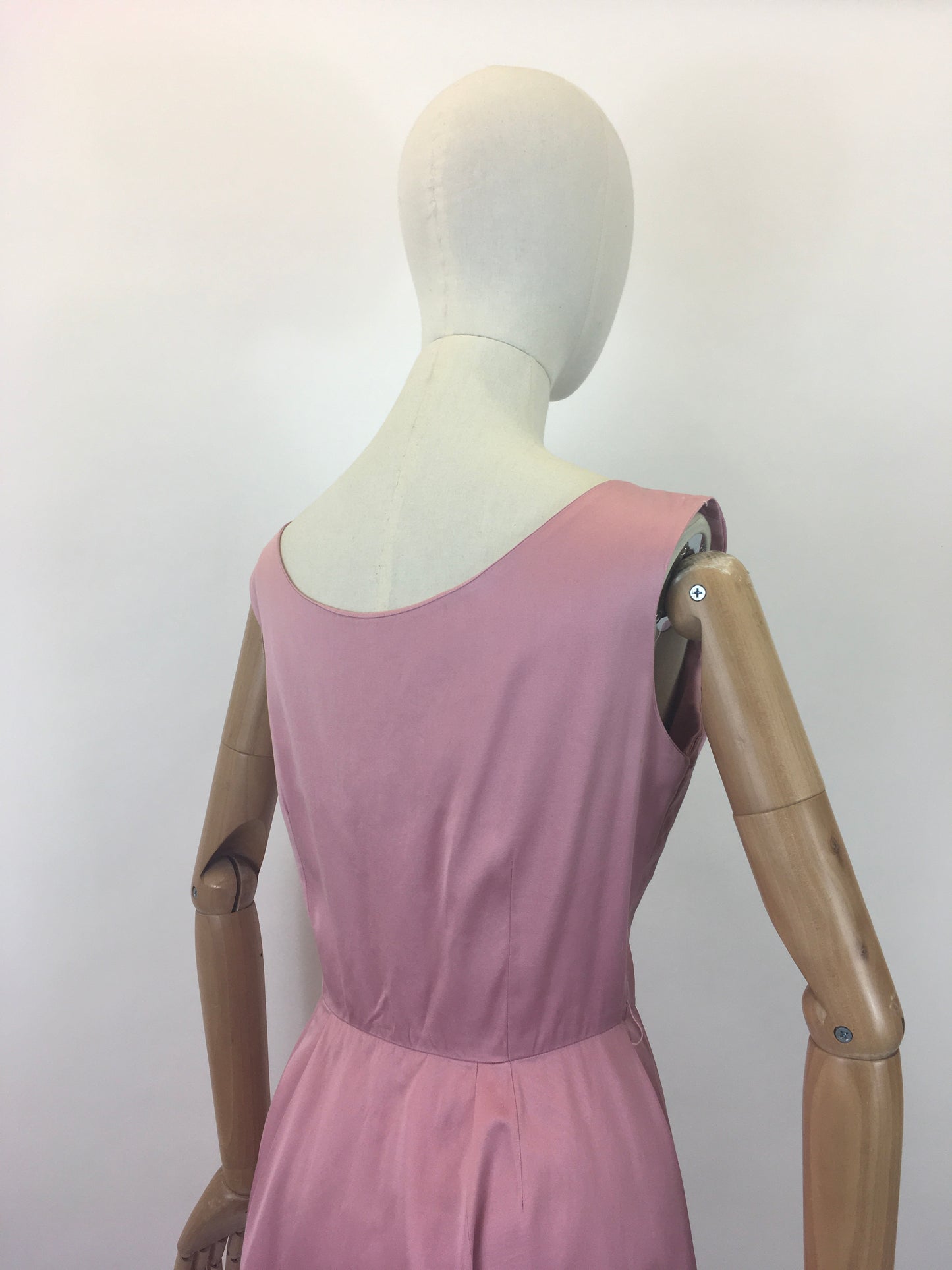 Original 1950's Sensational Dress with Beadwork Detailing - In a Delicate Rosebud Pink