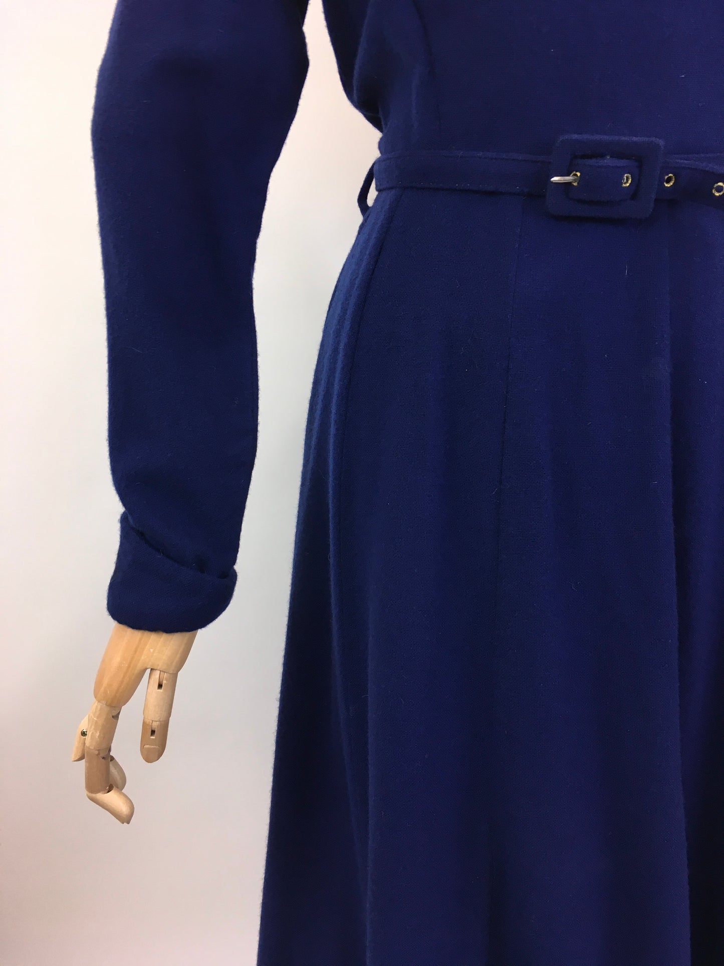 Original 1940's Sensational CC41 Utility Wool Dress - In A Royal Blue with Floral Embellishment