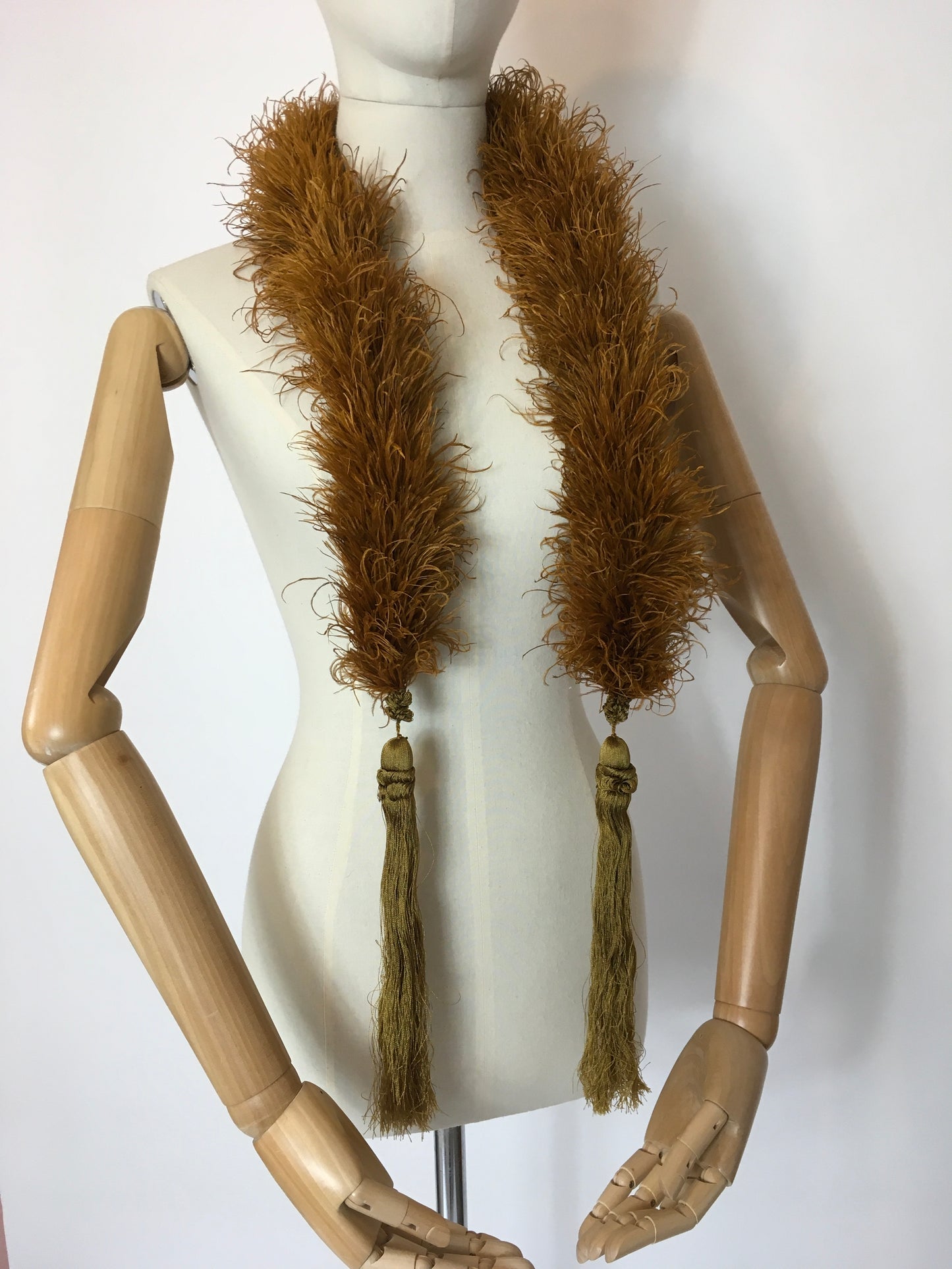 Original early 1930’s Ostrich Feather Boa in the richest golden auburn - A Festival Of Vintage Fashion Show Exclusive