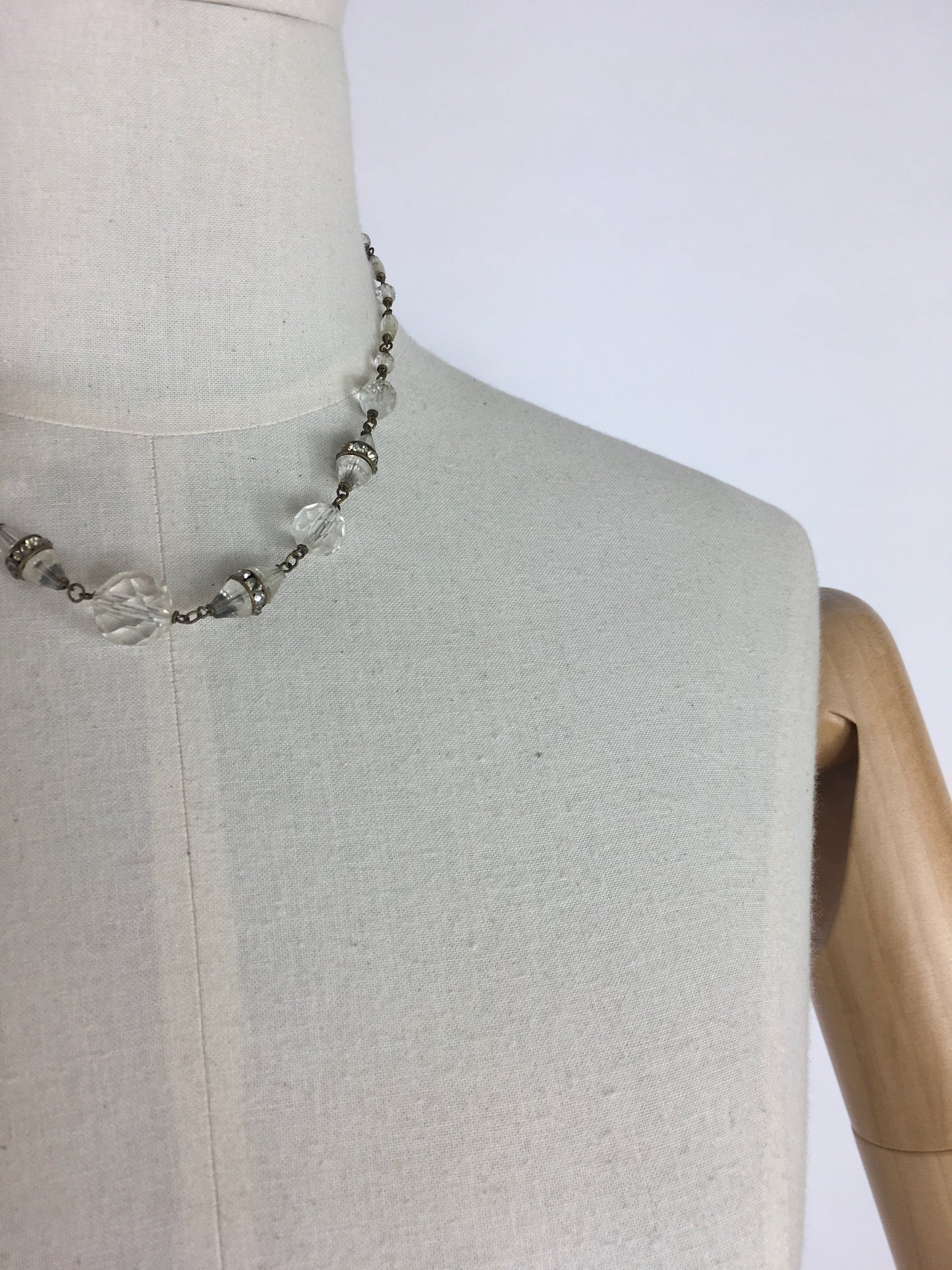 Original 1930’s Necklace - In Glass Beads with Marquesite Detailing and Screw Back Clasp