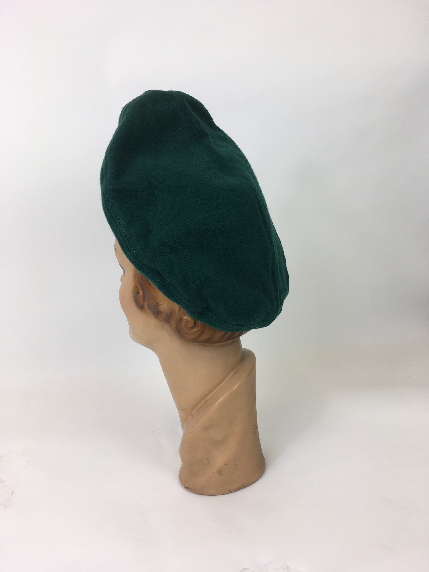 Original 1940’s Halo Beret - In A Stunning Forest Green Wool