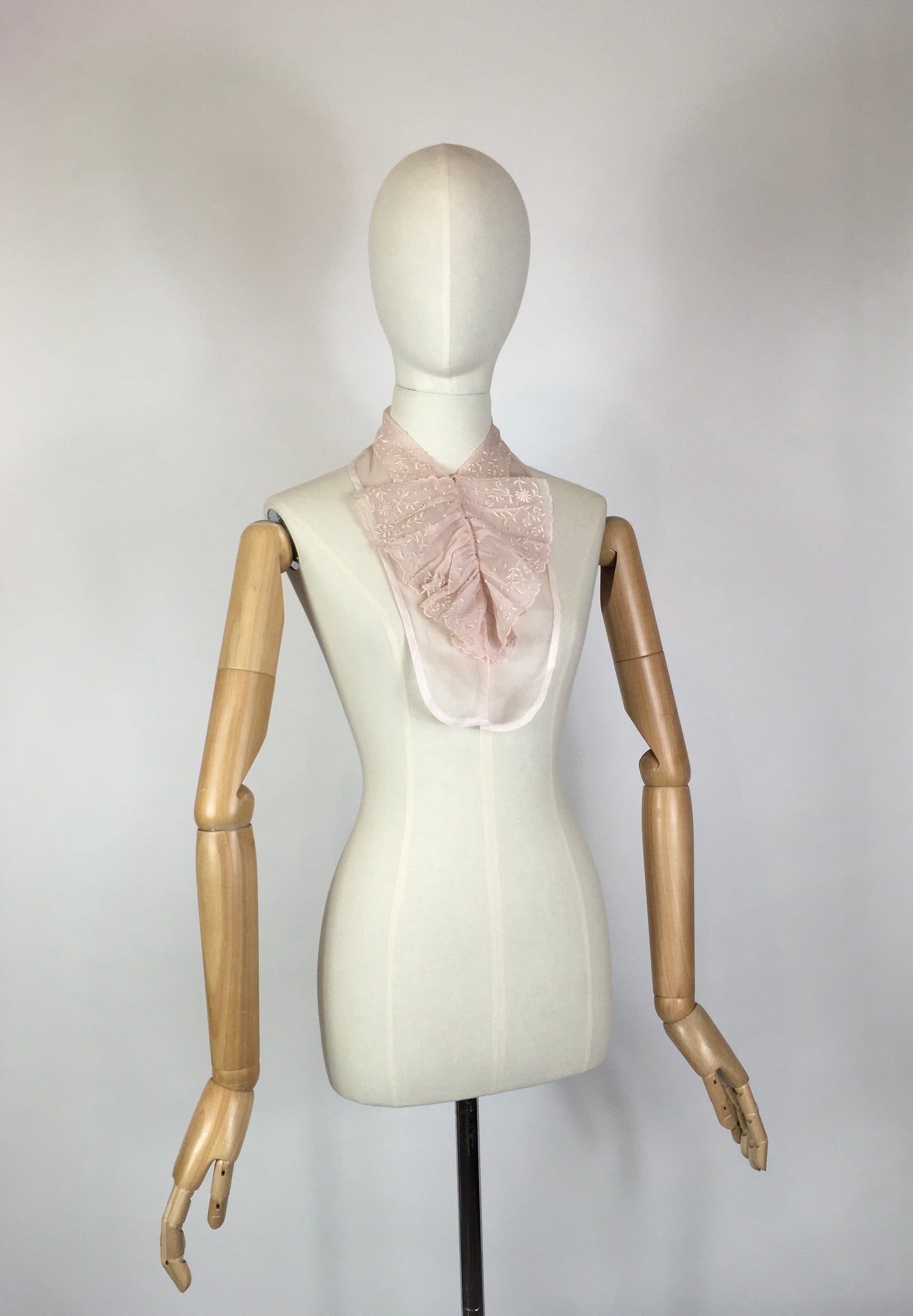 Original 1930’s Broderie Anglaise Dickie - By Saks Fifth Avenue in A Powdered Pink