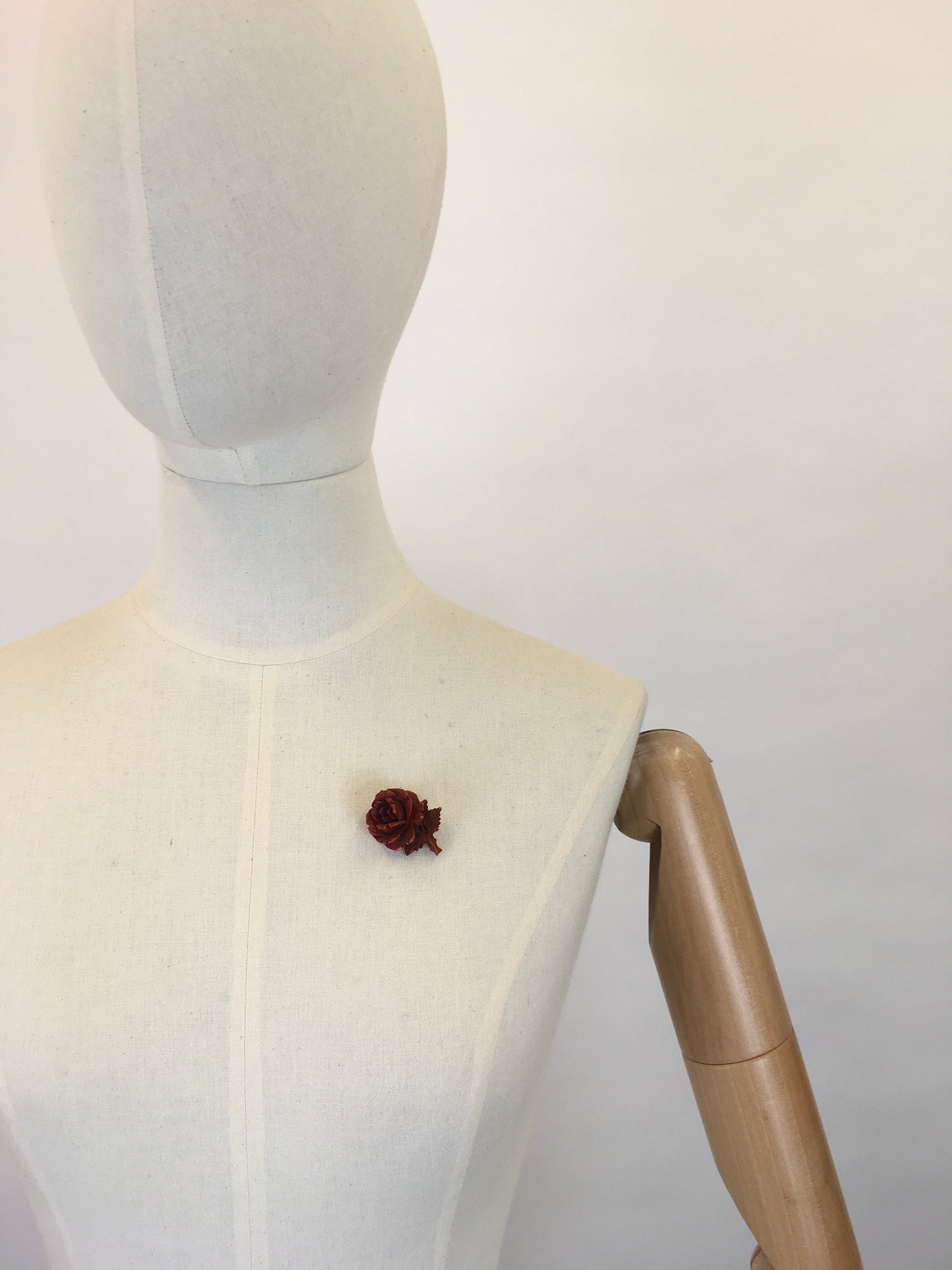 Original 1940s Rose Celluloid Brooch - In a Lovely Warm Brown