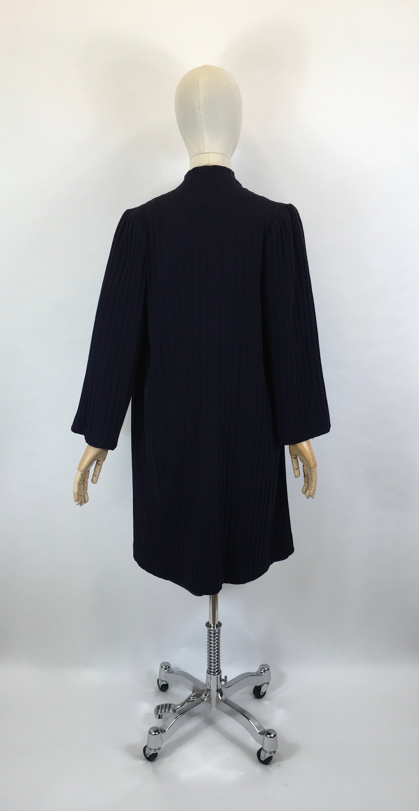Original Mid to Late 1930’s Navy Edge to Edge Coat - In A Beautiful Woollen Textured Crepe