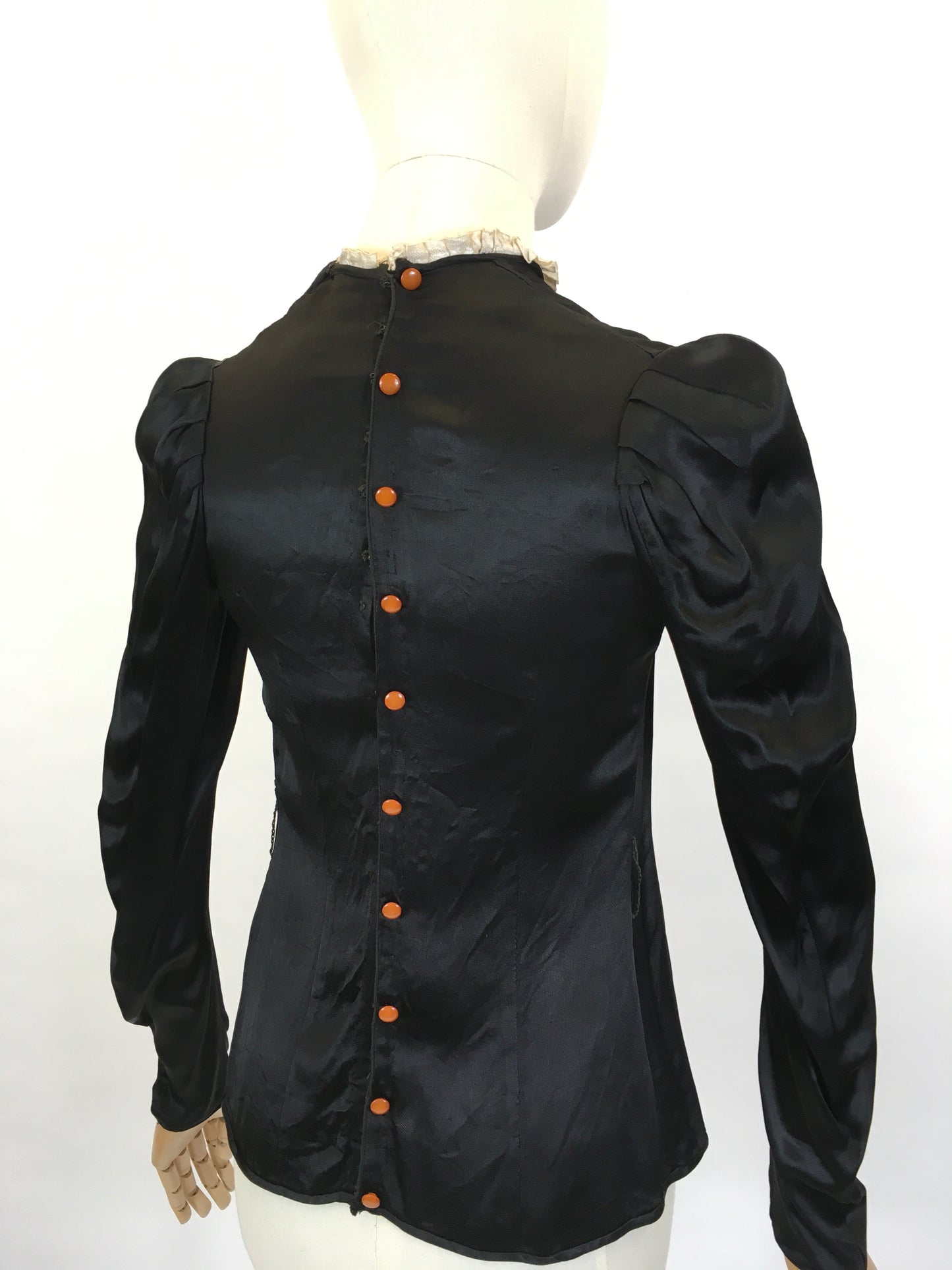 Original 1930’s Black Silk Blouse - With Stunning Details