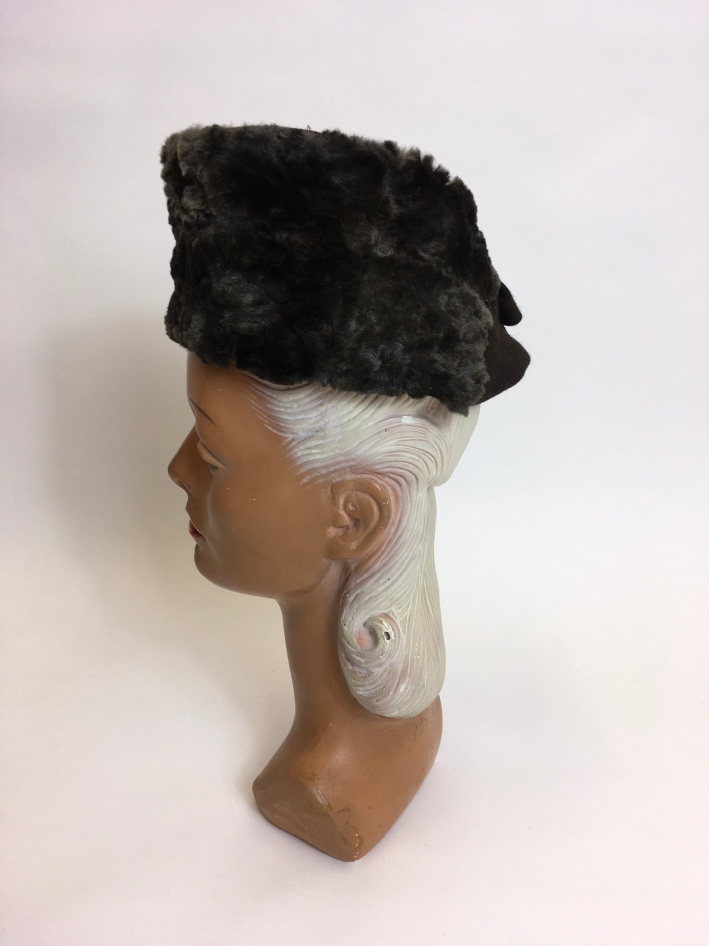 Original 1940’s Moleskin & Felt Topper - In A Fabulous Asymmetrical Shape