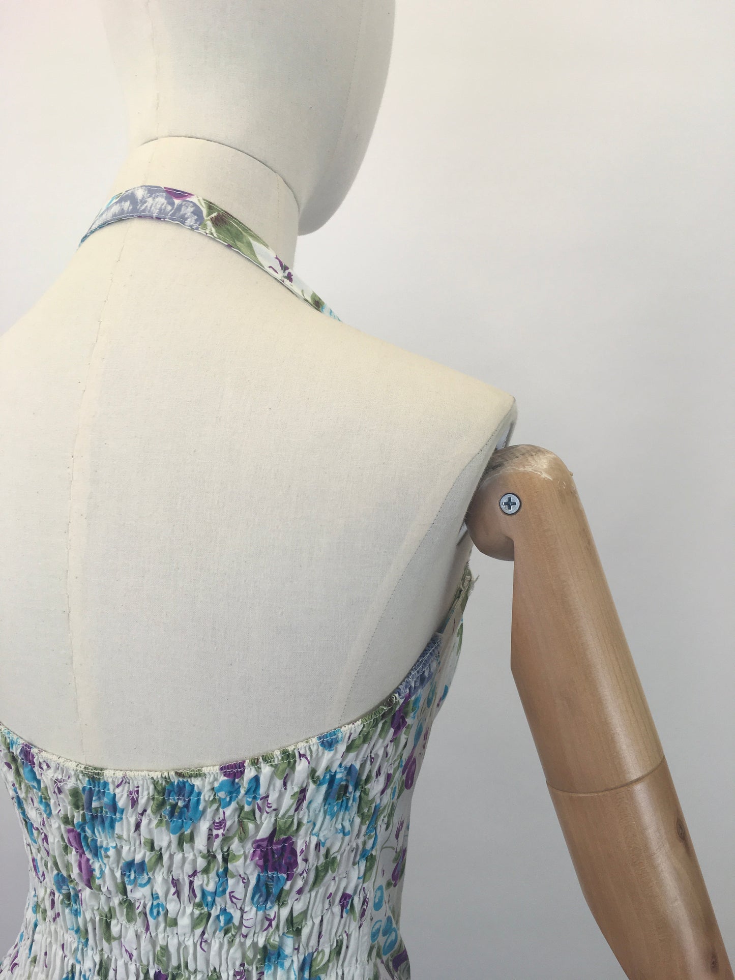 Original 1950's Fabulous Cotton Bathing Top - In Muted Berries, Turquoise and Green Florals