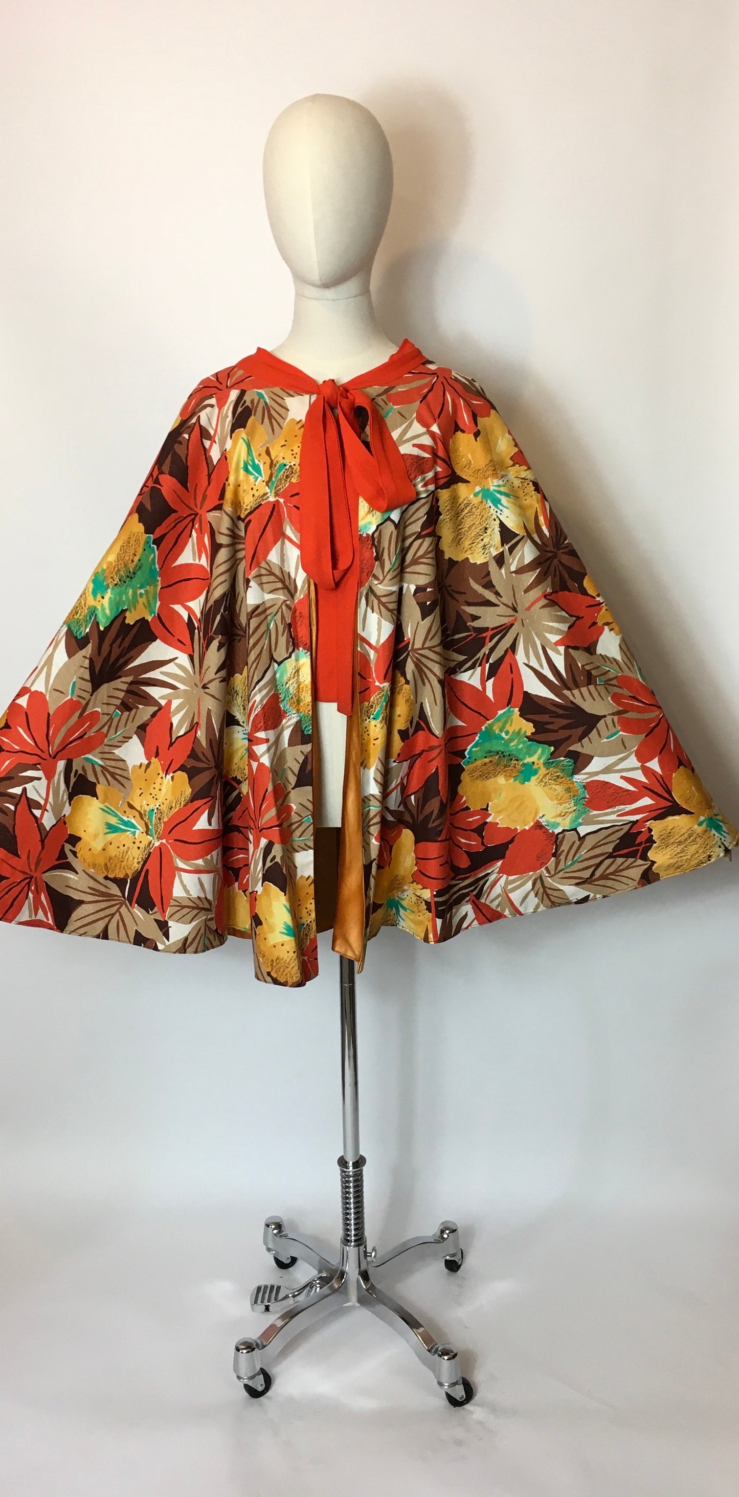 Original 1930s Floral Cape In Amazing Art Deco Colour Pallet - Festival of Vintage Fashion Show Exclusive