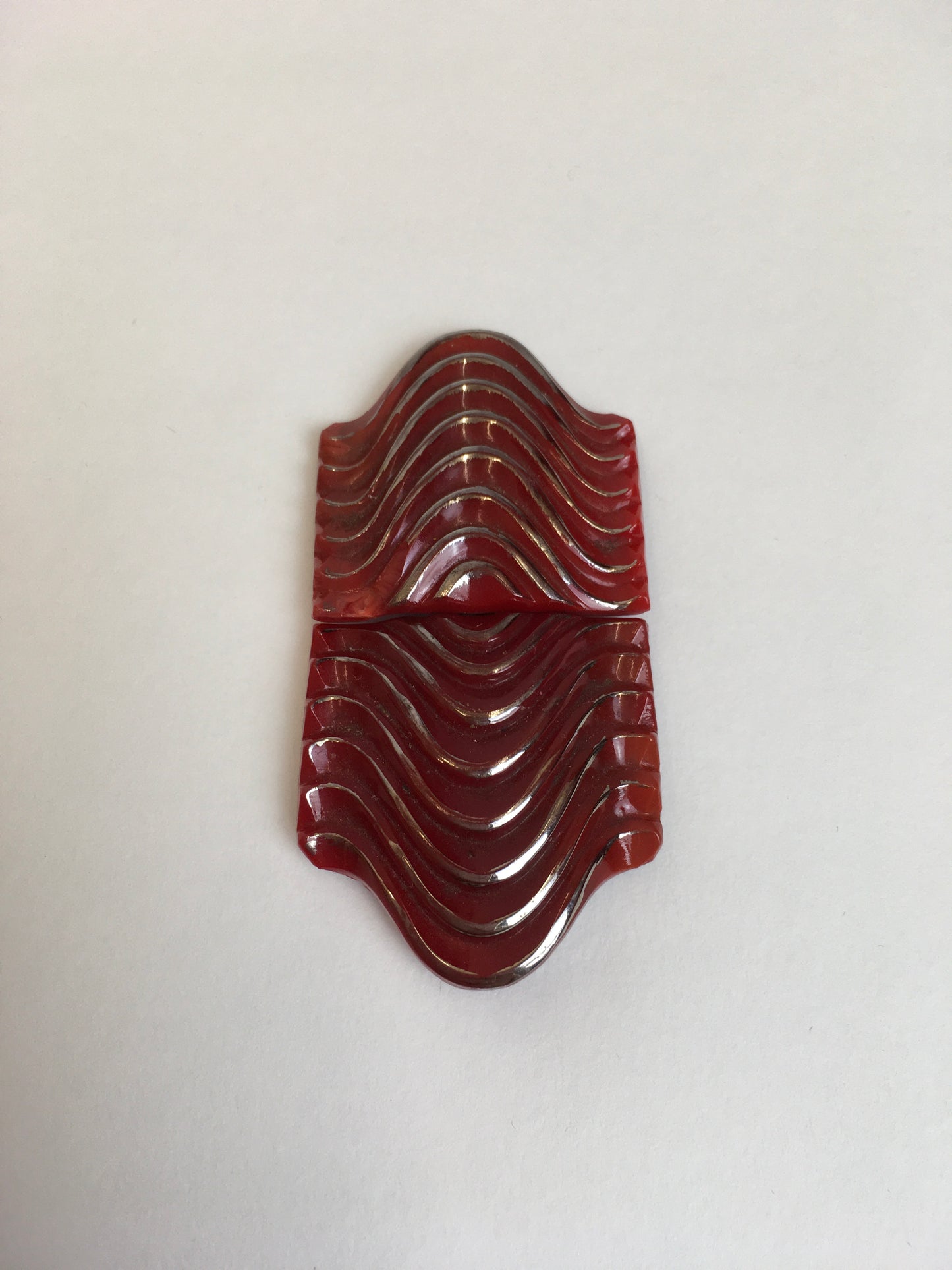 Original 1930’s Art Deco Red Glass Buckle - With Fabulous Detailing