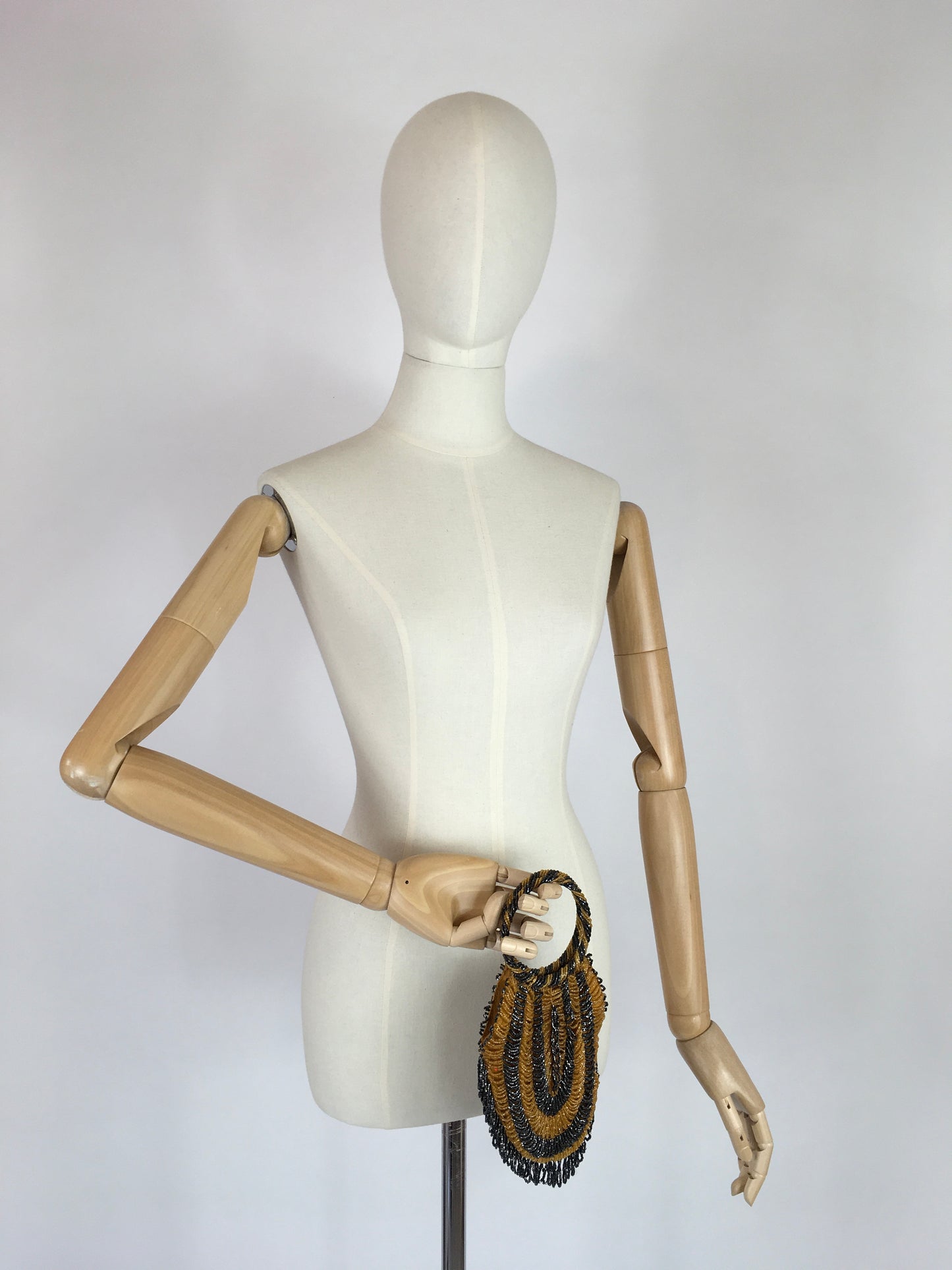 Original 1920s Beaded Evening Bag - In A Fabulous Gold and Black Colour Pallet