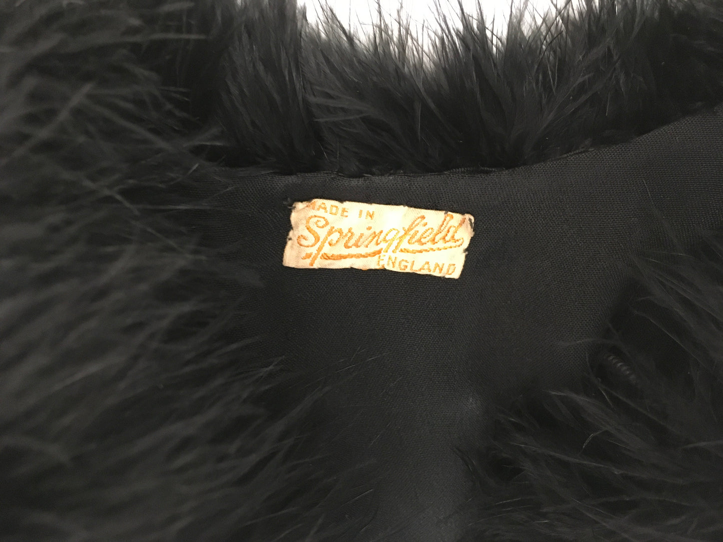Original 1930s Black Marabou Feather Capelet - Made By ‘ Springfield Made In England ‘