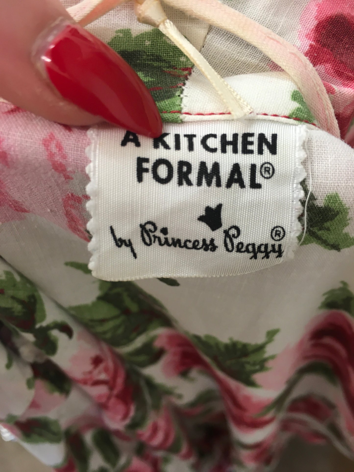 Original 1950’s Darling Wraparound House Dress in A Pink Rose Print - ‘ A Kitchen Formal ‘