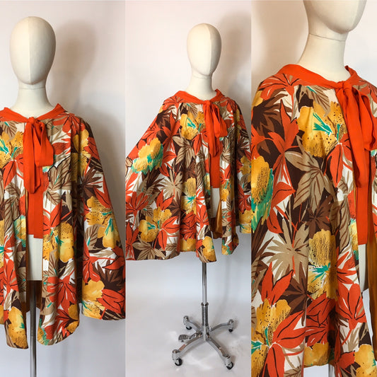 Original 1930s Floral Cape In Amazing Art Deco Colour Pallet - Festival of Vintage Fashion Show Exclusive