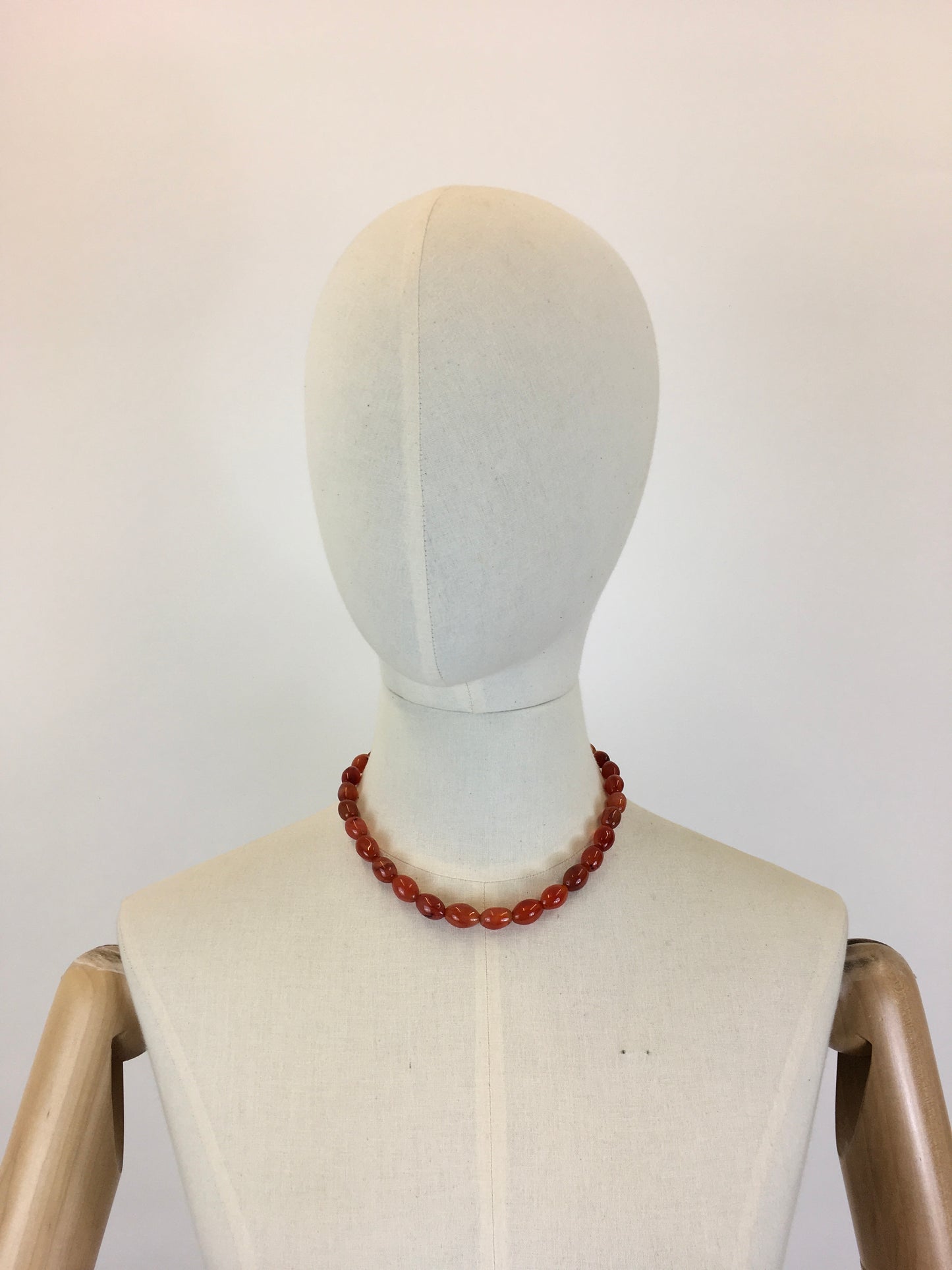 Original 1940's Darling Amber Graduated Beaded Necklace - With Screw Fastening to the Nape