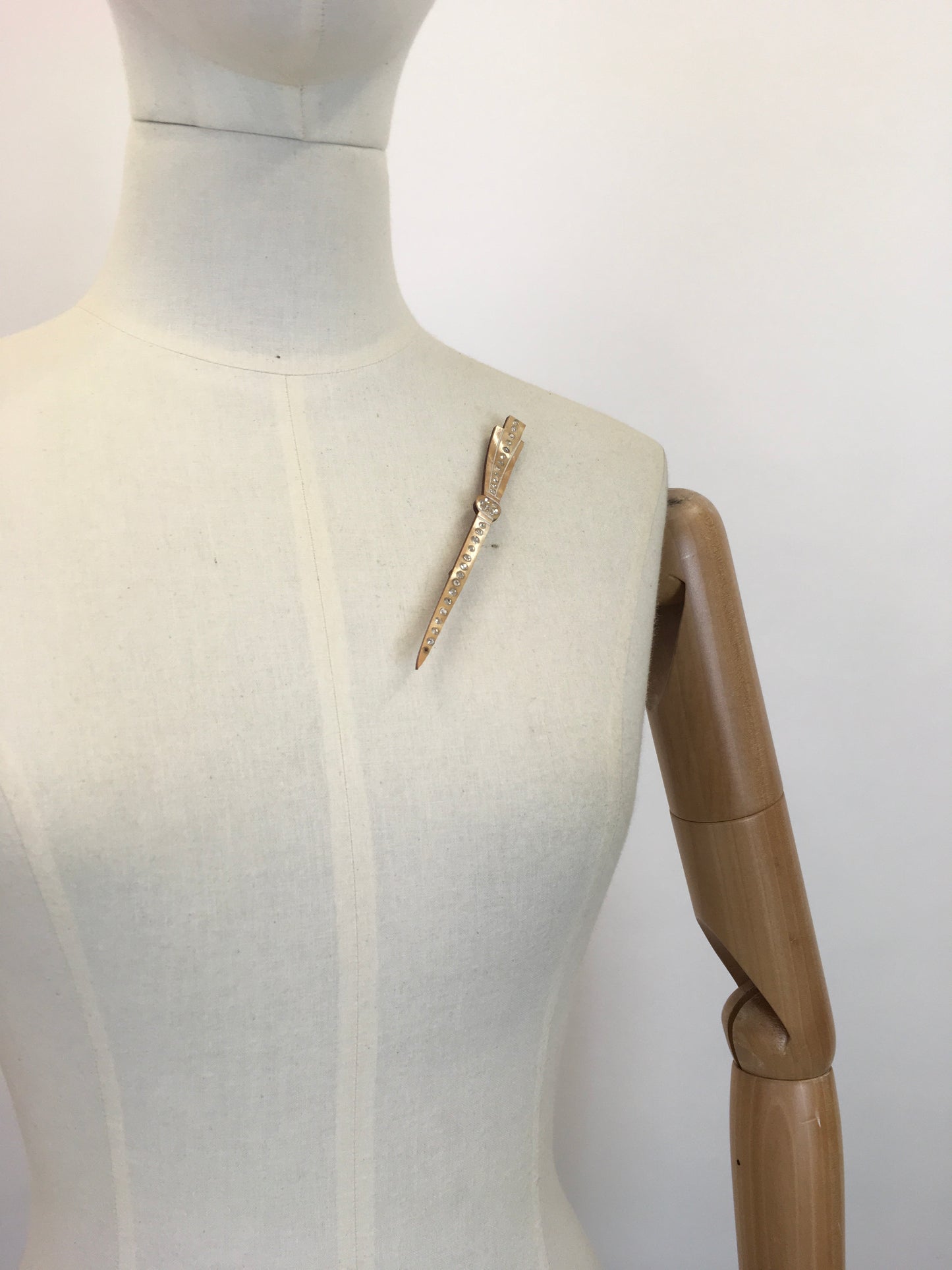 Original 1920's Fabulous Art Deco Brooch - In A Fawn Colourway with Paste Stones