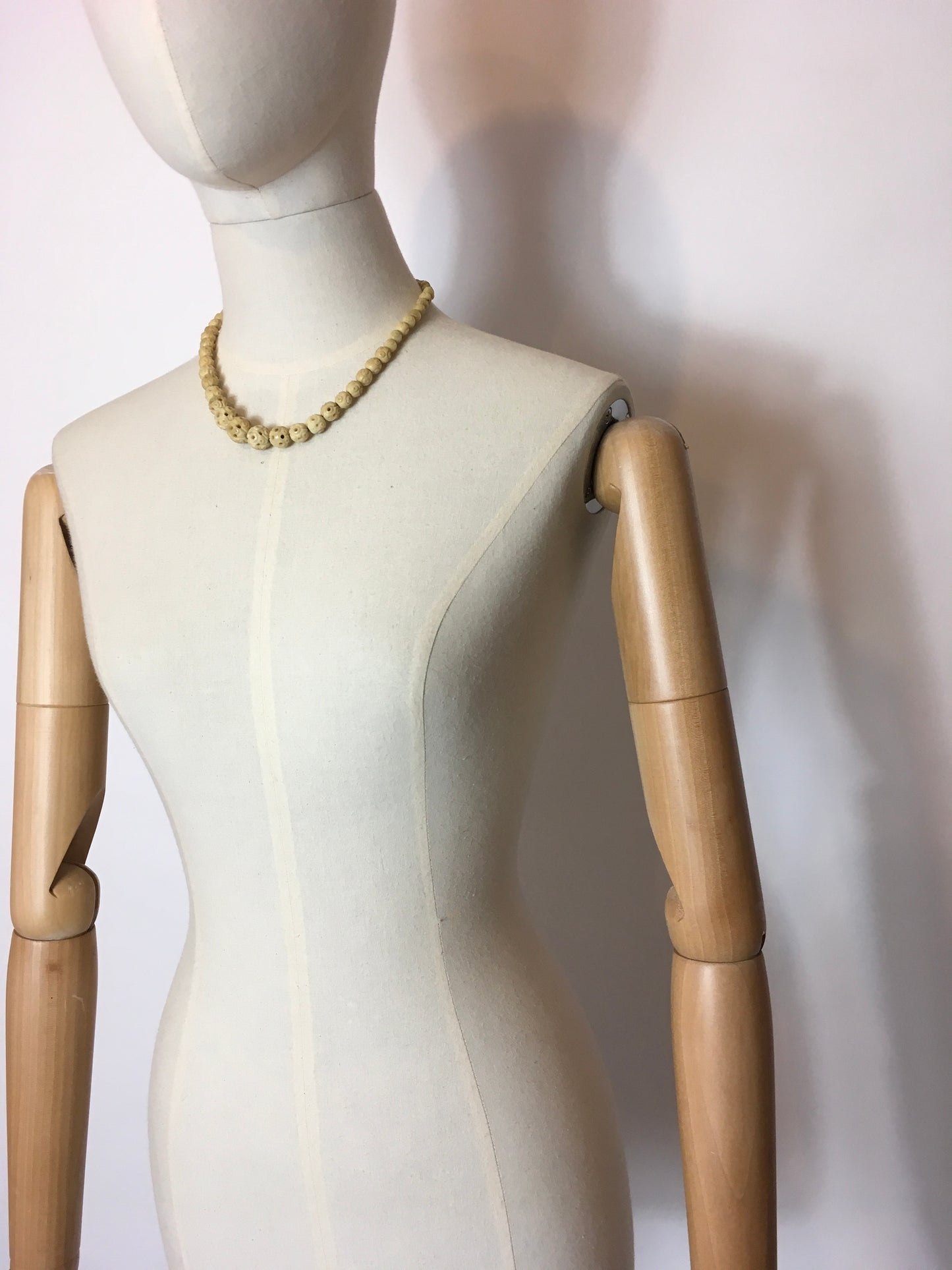 Original 1930’s Celluloid Necklace In a Buttermilk Cream - Festival Of Vintage Fashion Show Exclusive