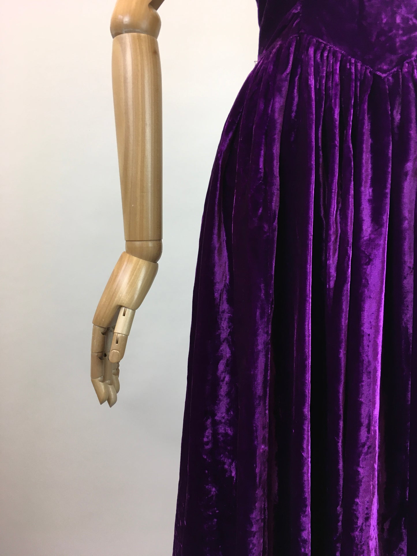 Original Late 1930's Early 1940's Silk Velvet Gown - In A Striking Cadbury Purple