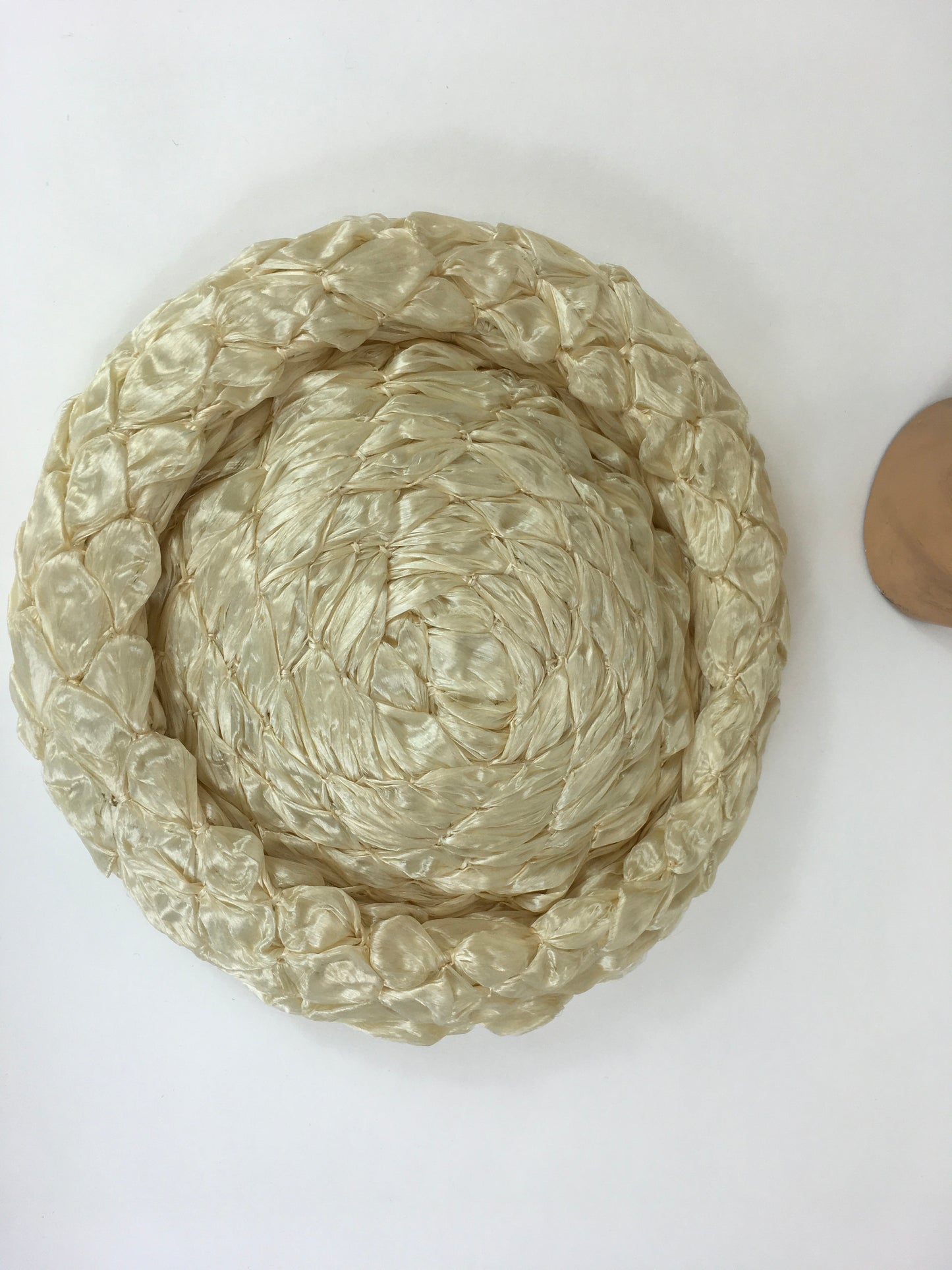 Original 1950’s FABULOUS Soft Cream Raffia Platter Hat - With Structured Inner Band