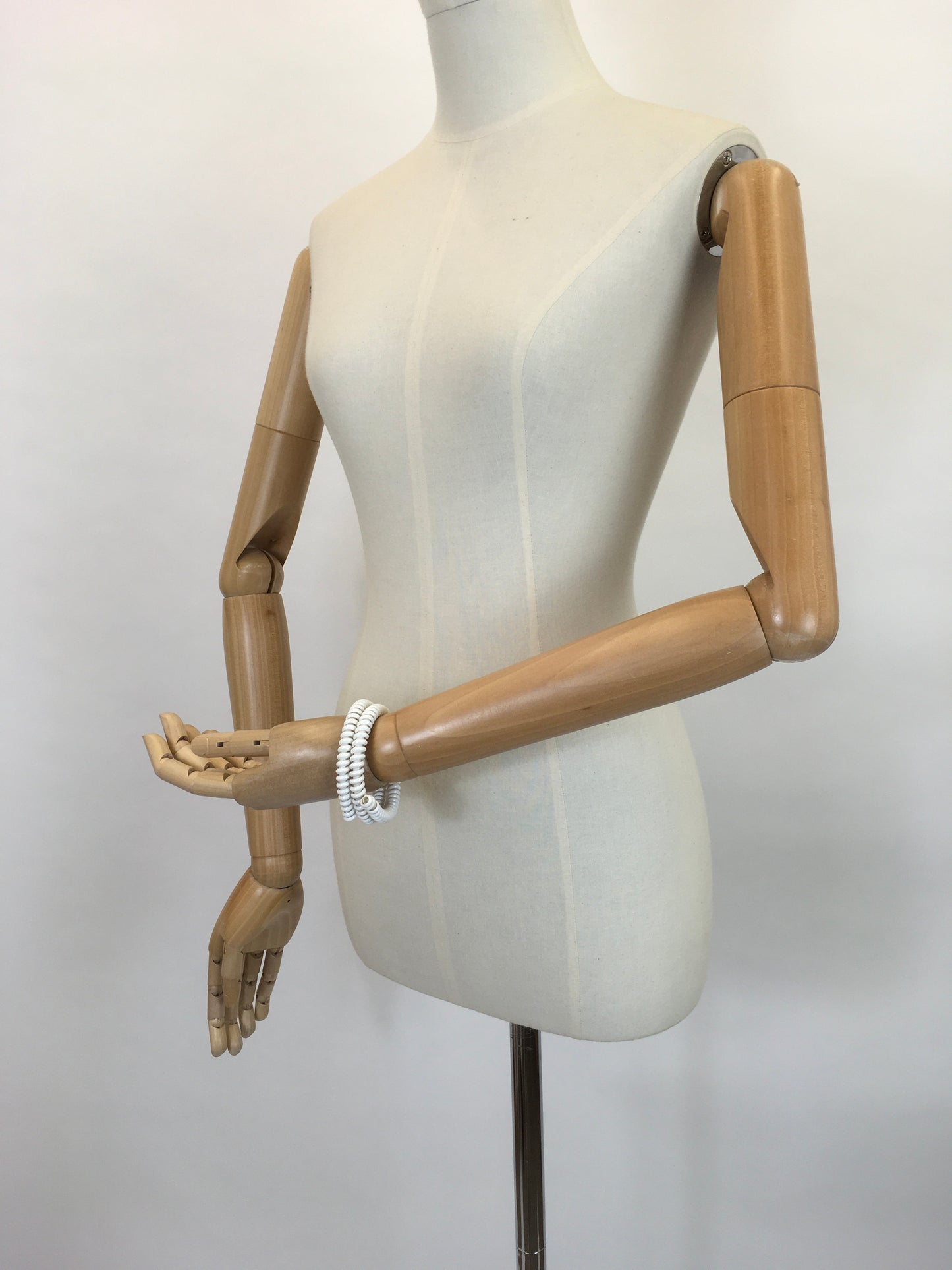 Original Late 1940’s Telephone Cord Bracelet in White - A Fabulous Statement Piece