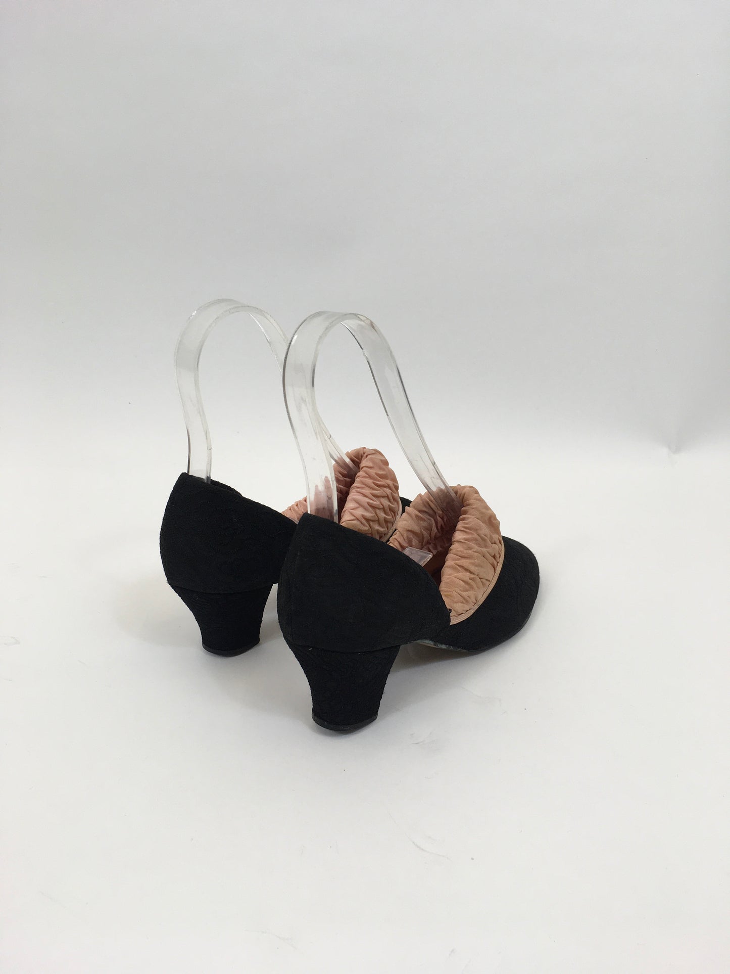 Original 1940's Glamour slippers - Black with Dusky pink