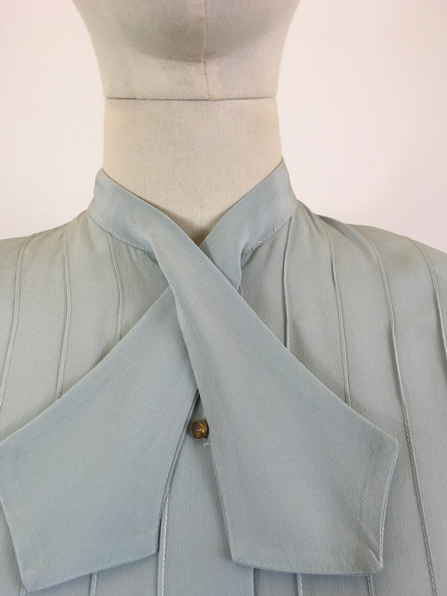 Original 1940’s Elegant Rayon Crepe Blouse - Duck Egg colour