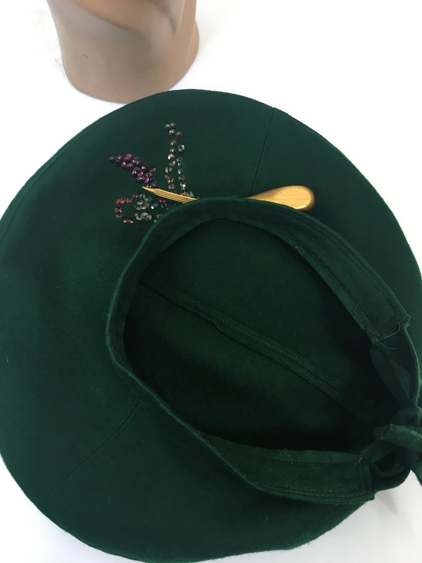 Original 1940’s Fabulous Halo Hat in Forest Green