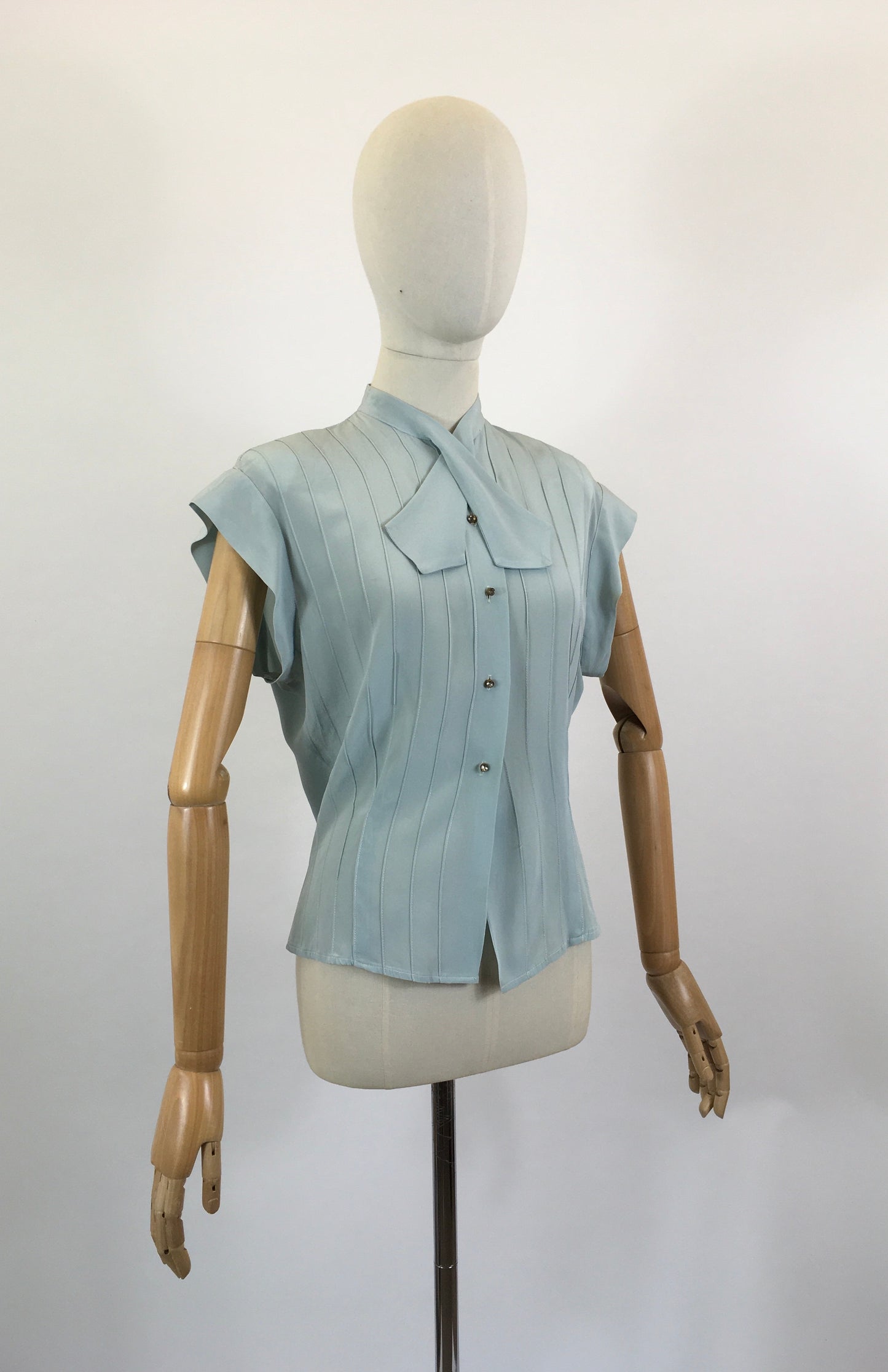 Original 1940’s Elegant Rayon Crepe Blouse - Duck Egg colour