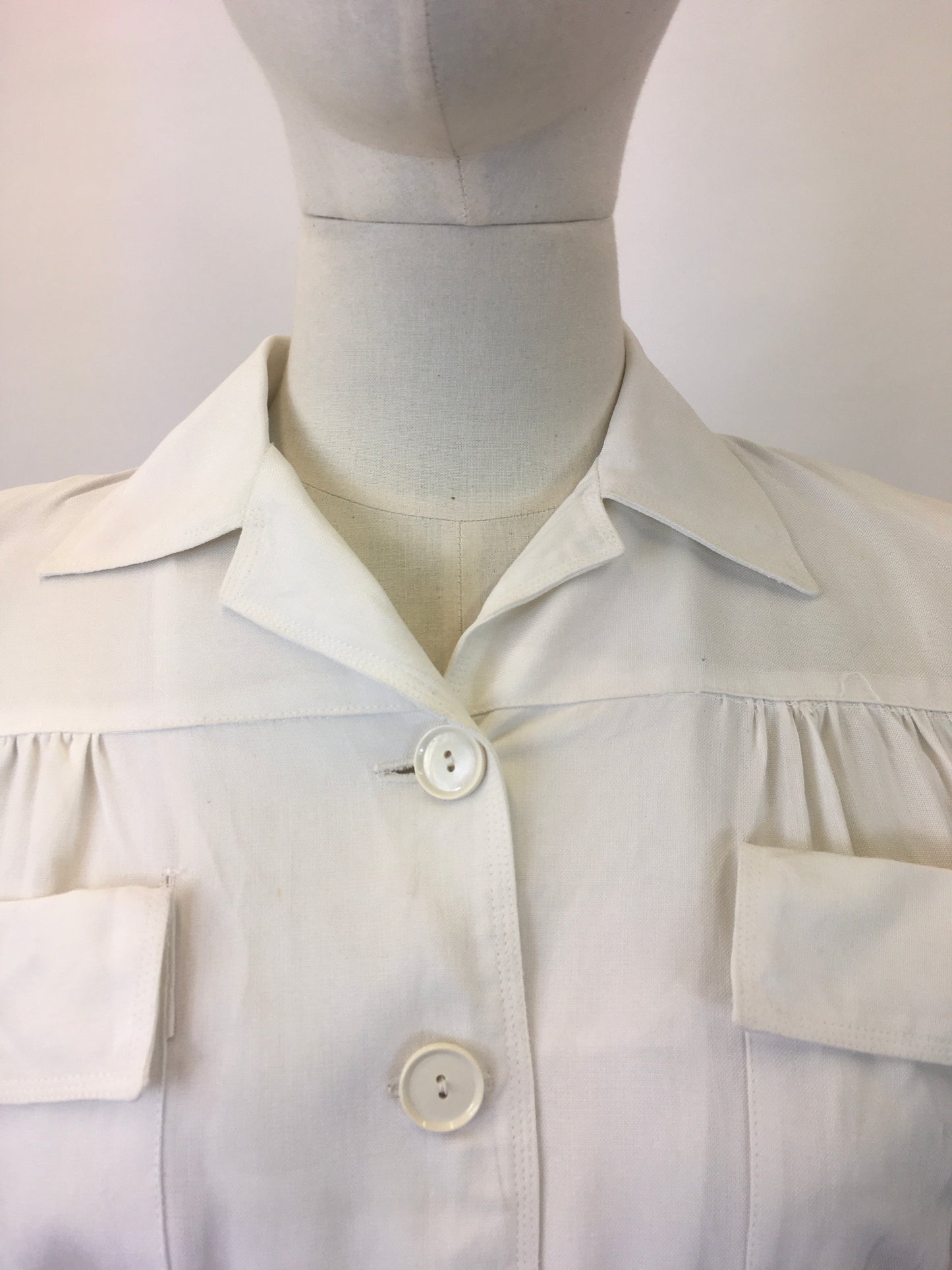 Original 1940’s Fabulous Sportwear Tennis Dress - In A Crisp White Linen With Lovely Details