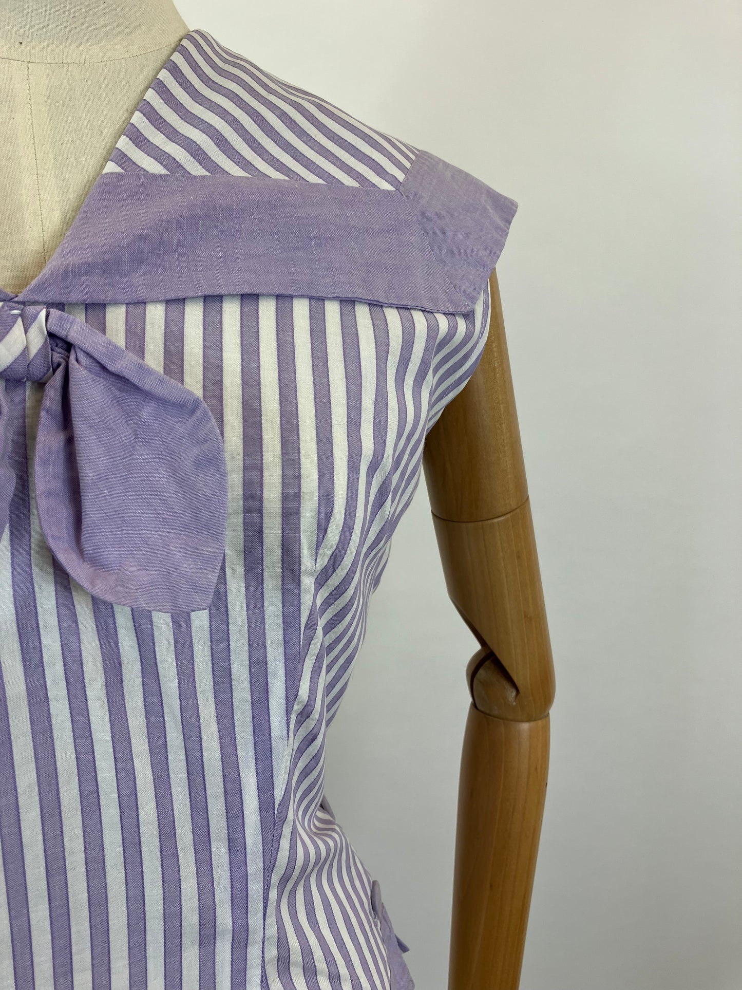 Original 1950’s Cotton blouse - Striped lilac