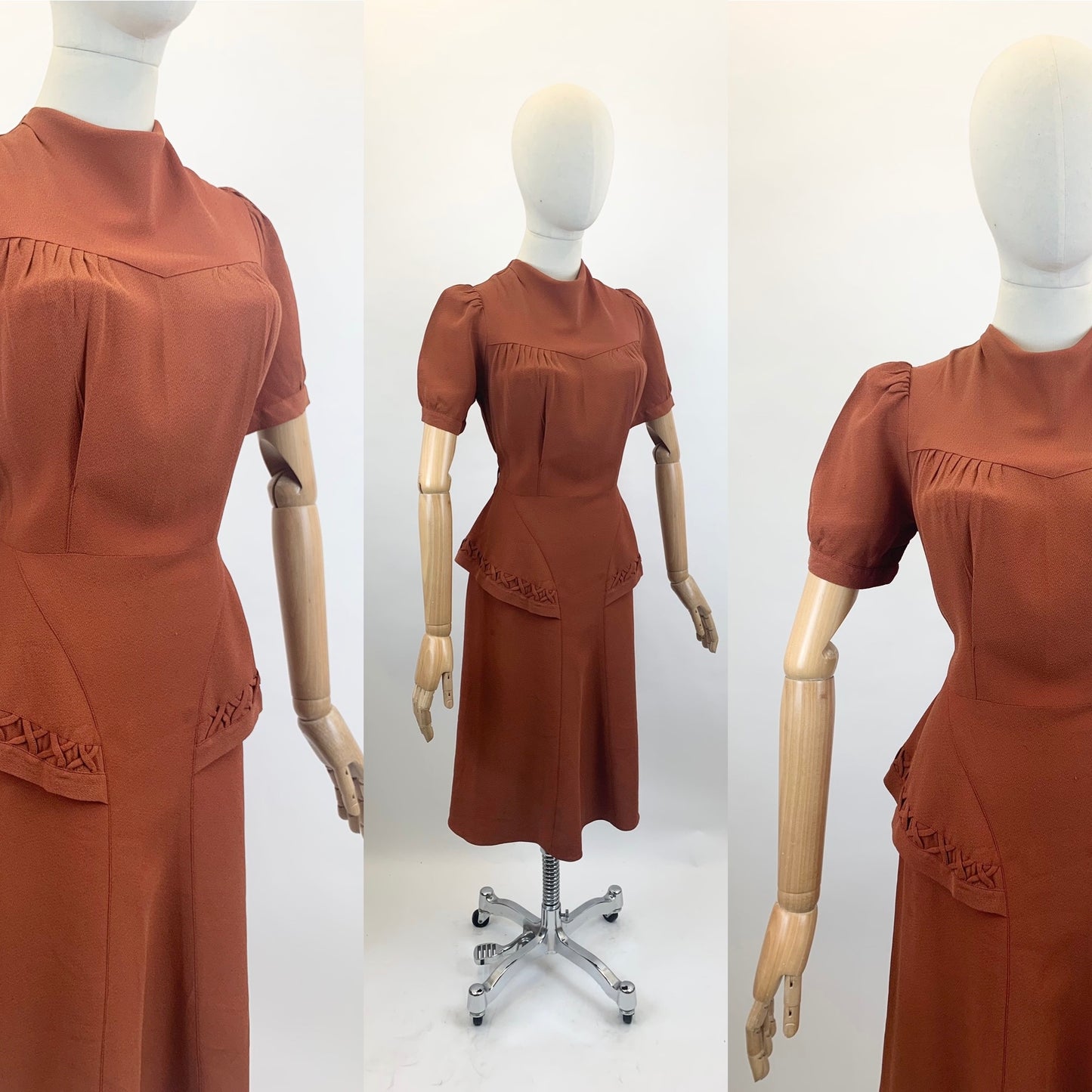 Original 1940's CC41 label Fabulous dress - Cinnamon