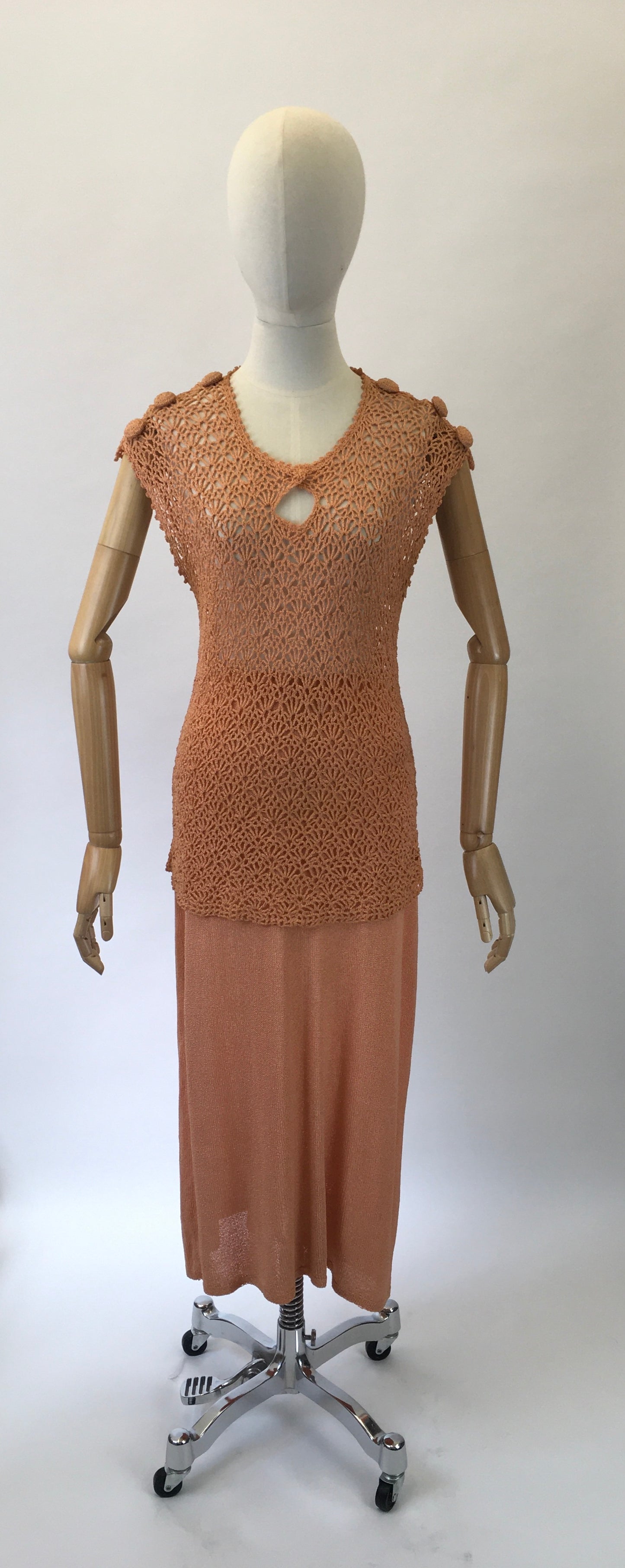Original 1930s 2pc knit set - in beautiful coral colourway