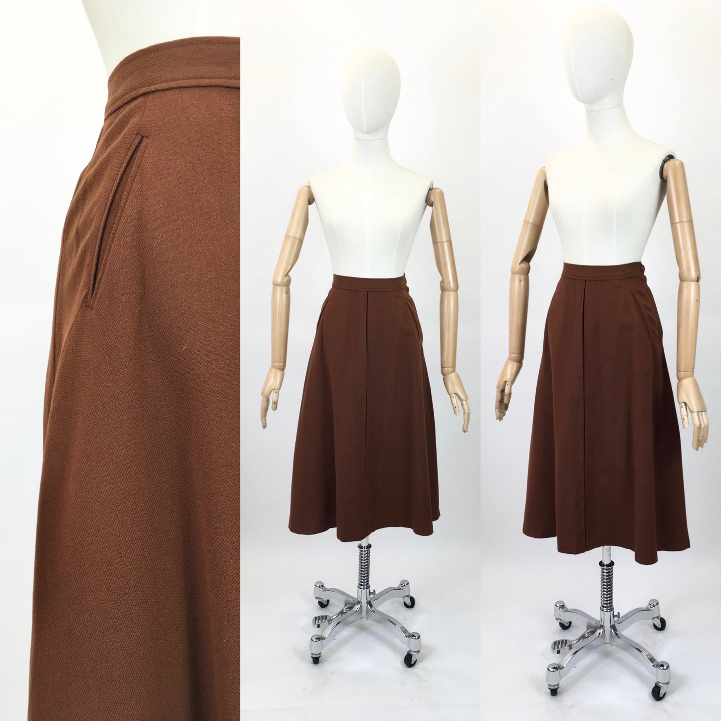 Original 40’s Woollen Skirt - in a warm Chestnut Brown