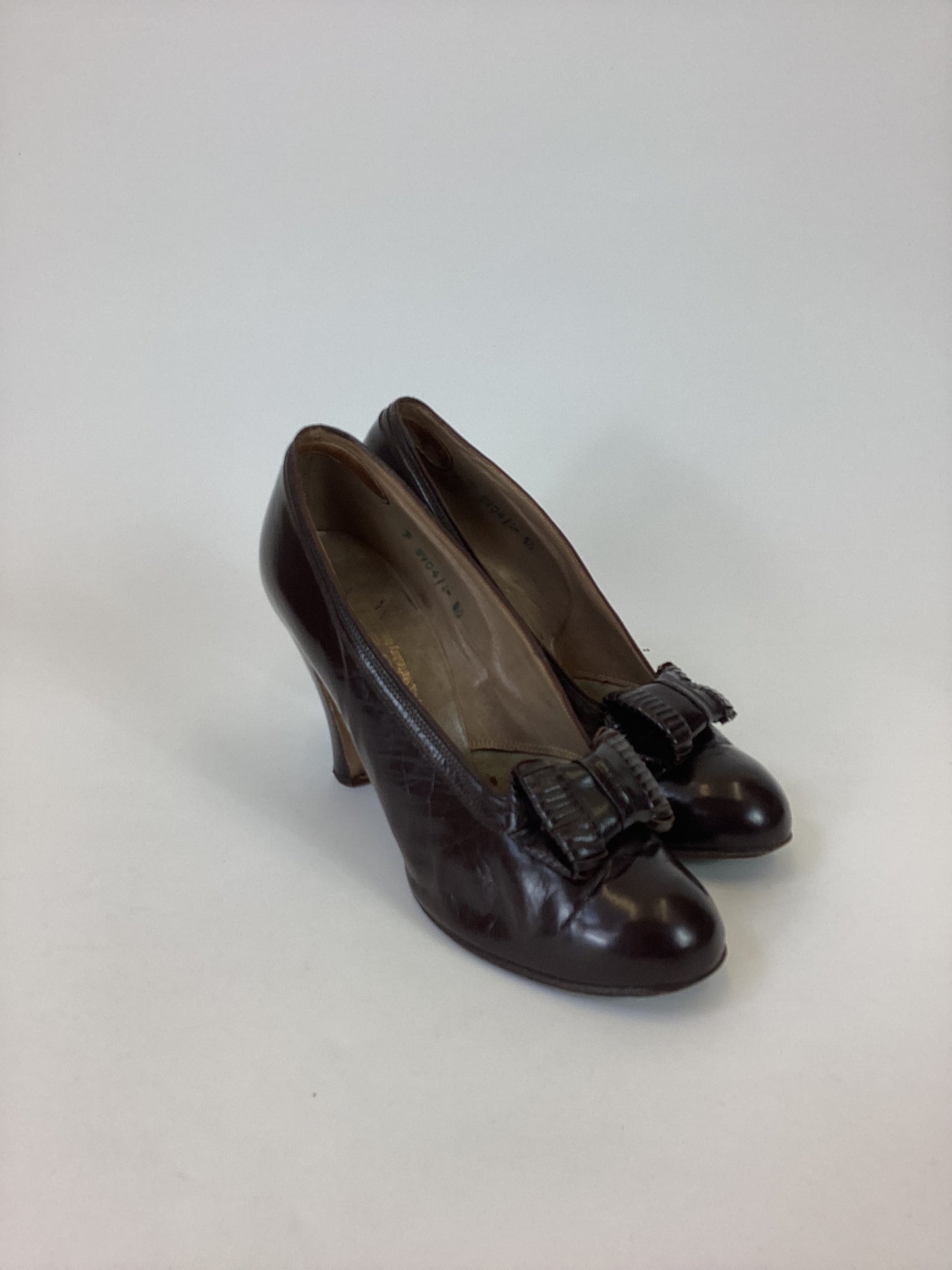 Original 30's / 40's Spectacular High heeled shoes - Rich Brown