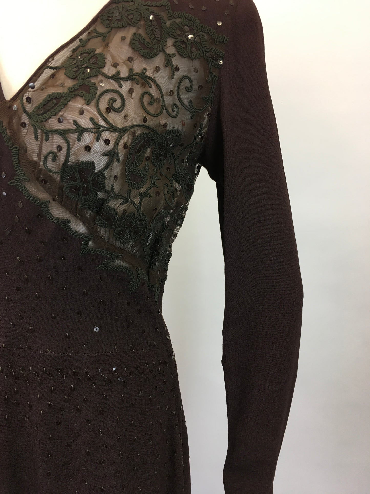 Original 1940’s Amazing illusion Evening dress - in Dark Brown